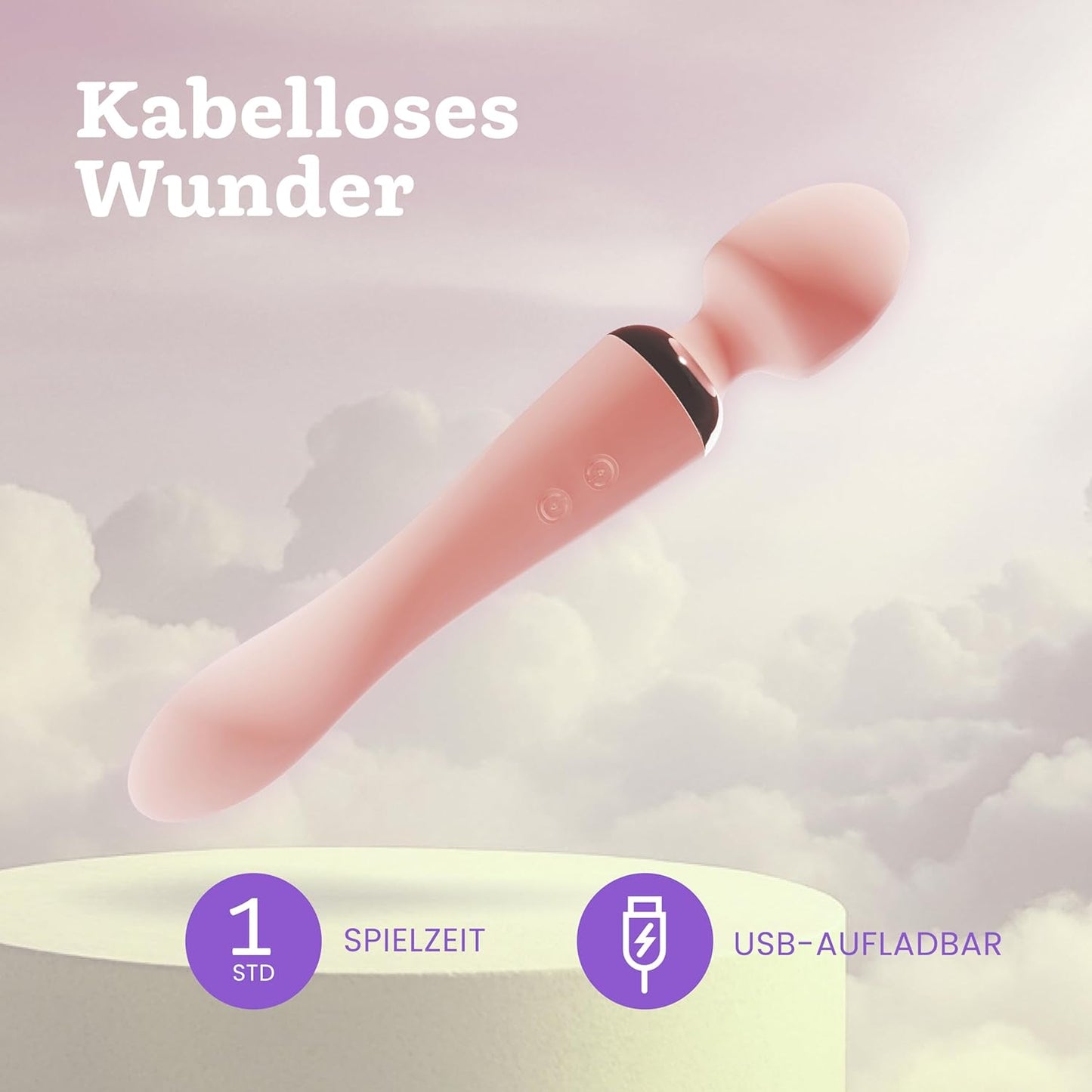 Dual Vibrator Zauberstab mit 10 Modi, Duschfest, Rosenquarz