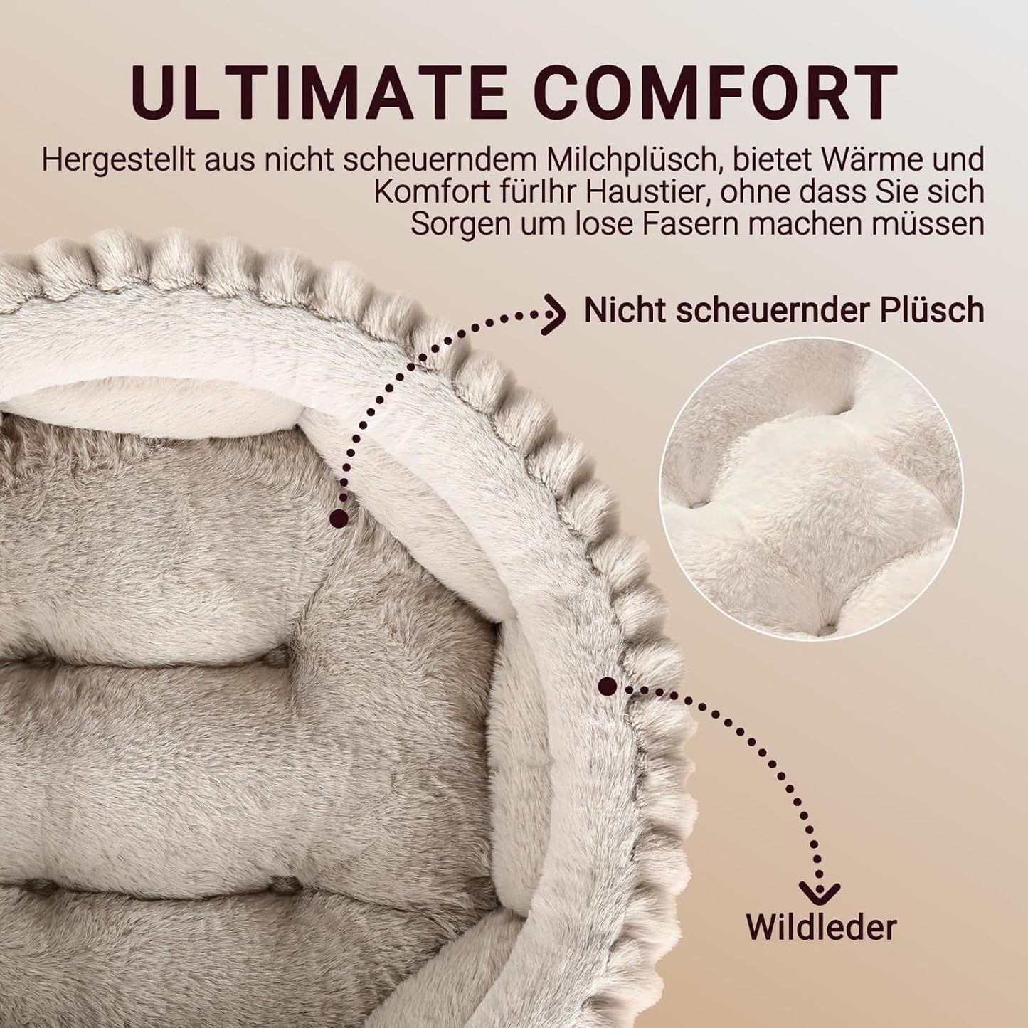 Waschbares Katzenbett, 51x51x20CM Braun