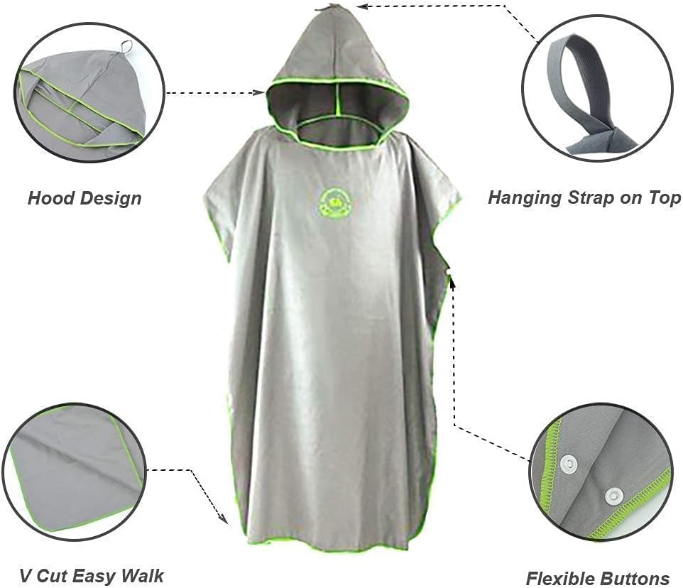 Surf Poncho mit Kapuze, Grau