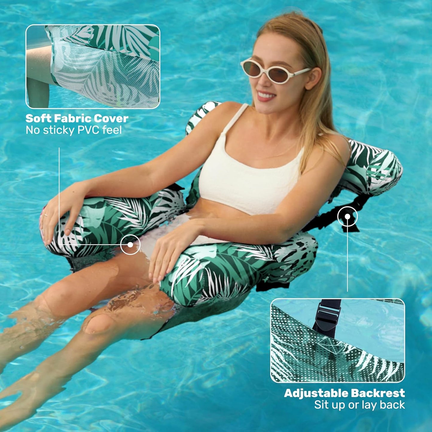 2er-Set Aufblasbare Pool-Schwimmsitze, Blau, Grün