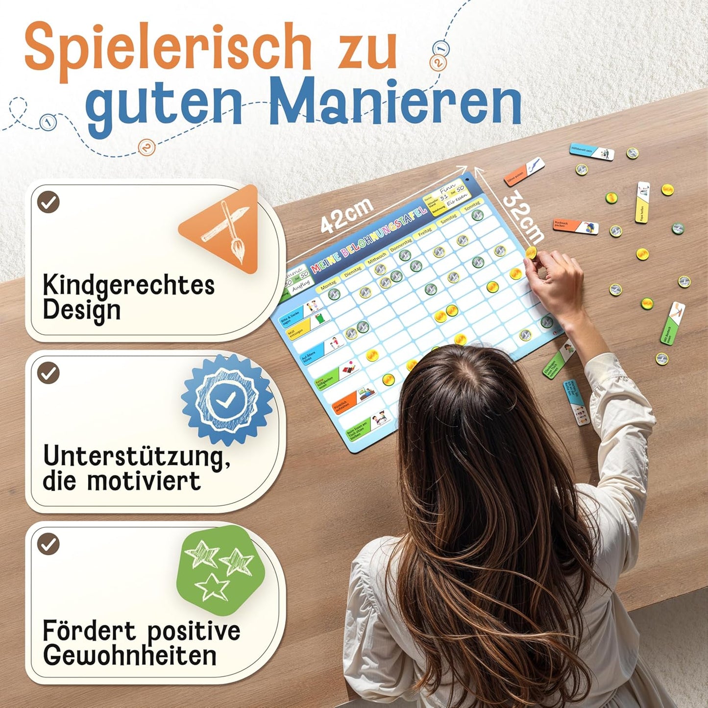 Belohnungstafel, Aufgabenplaner und Magnettafel Kinder, Klassisch Belohnungstafel