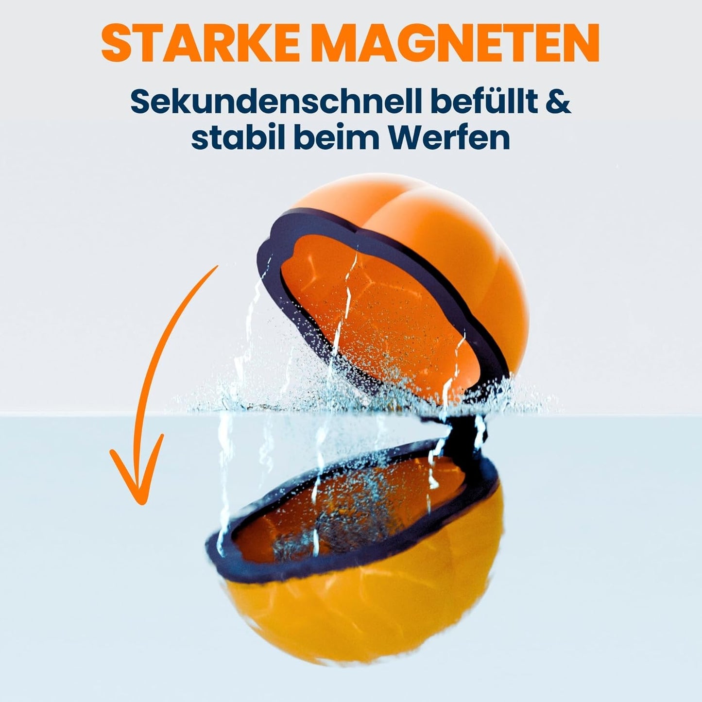 Wiederverwendbare Wasserbomben, 12 Stück, Blau + Orange