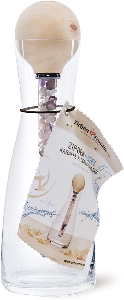 ZirbenKugel Karaffe mit Edelsteinstab, Single