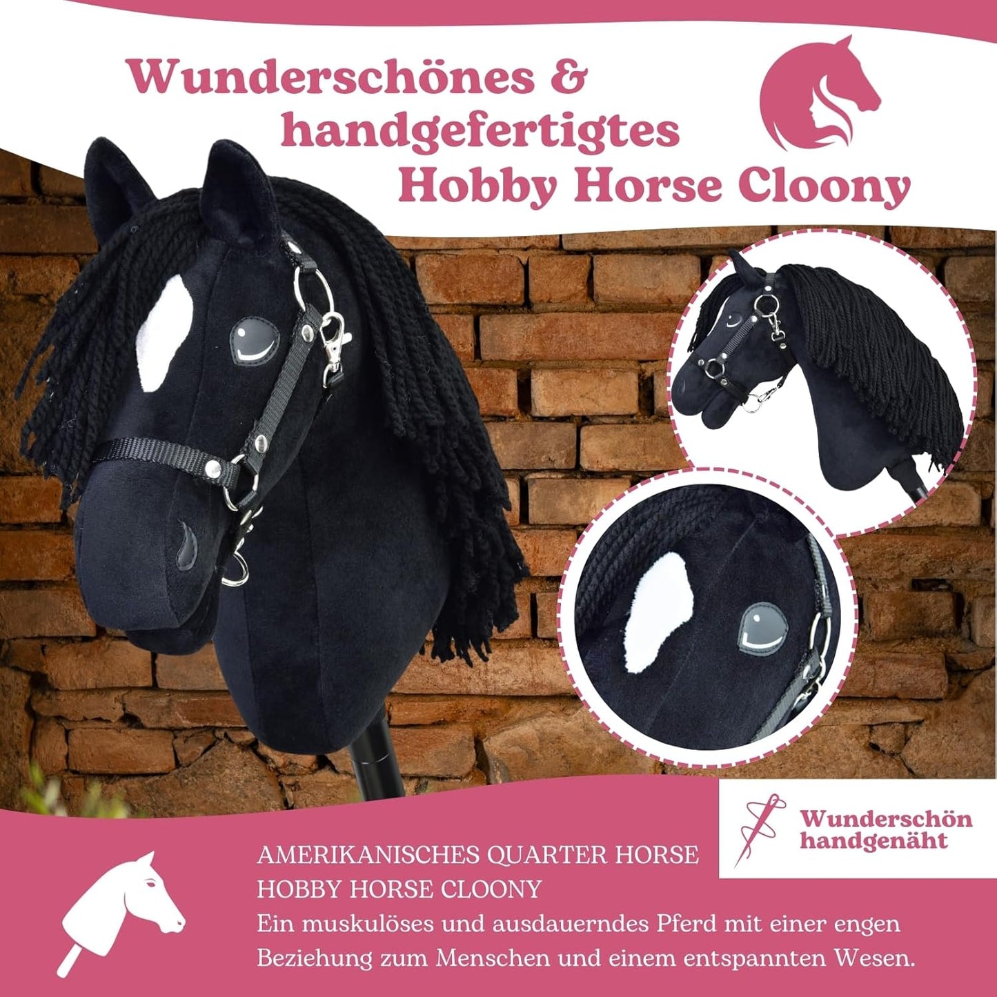 Handgefertigtes Hobby Horse Cloony, Cloony Medium