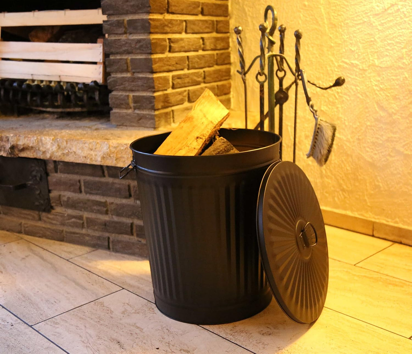 Metalleimer mit Deckel und 30 Müllbeuteln (62L), 1 Mülleimer 62L + 30 Müllbeutel