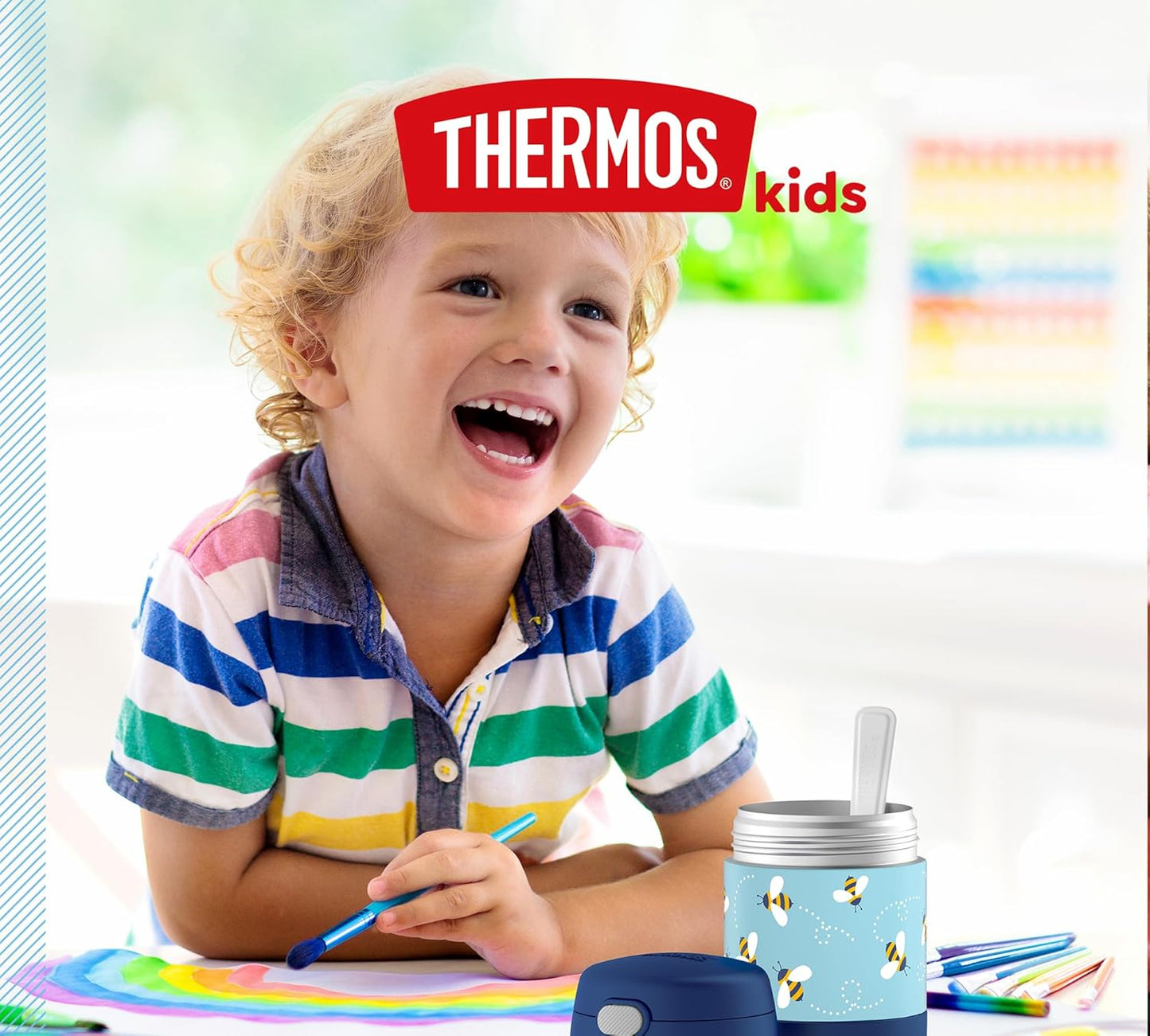 Thermobehälter für Kinderessen (0,3l, inkl. Löffel), Bees