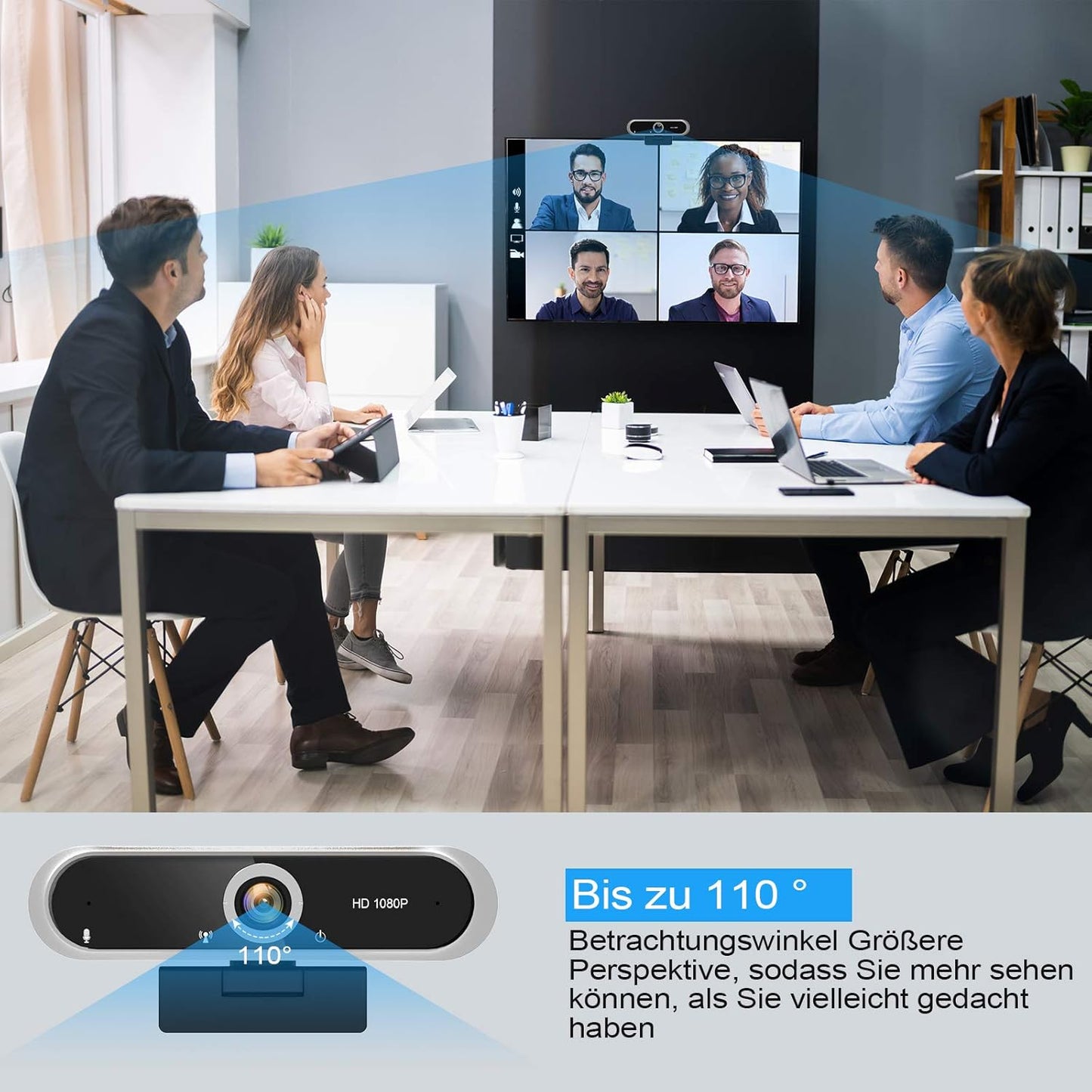Webcam 1080P mit Mikrofon und Abdeckung, 1080P WEBCAM