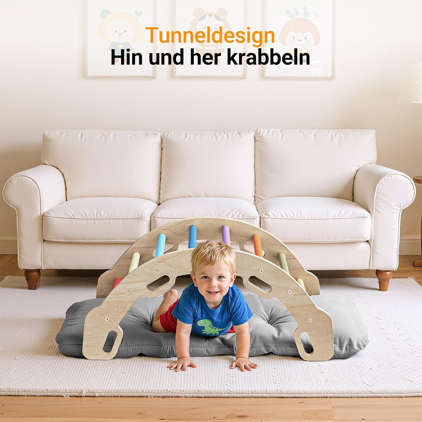 Kletterbogen mit Kissen, Regenbogen