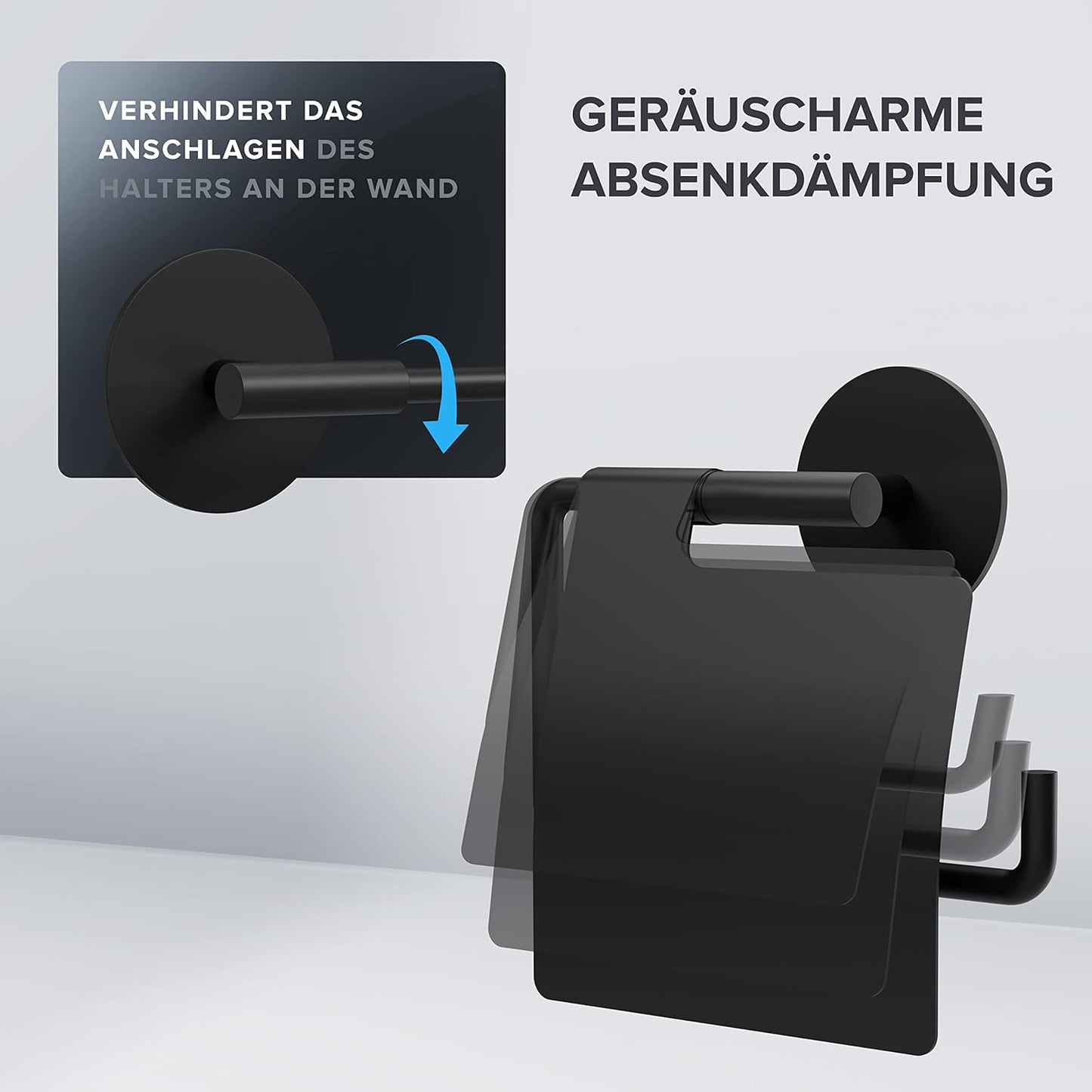 Toilettenpapierhalter Heroya, Zum Kleben Schwarz
