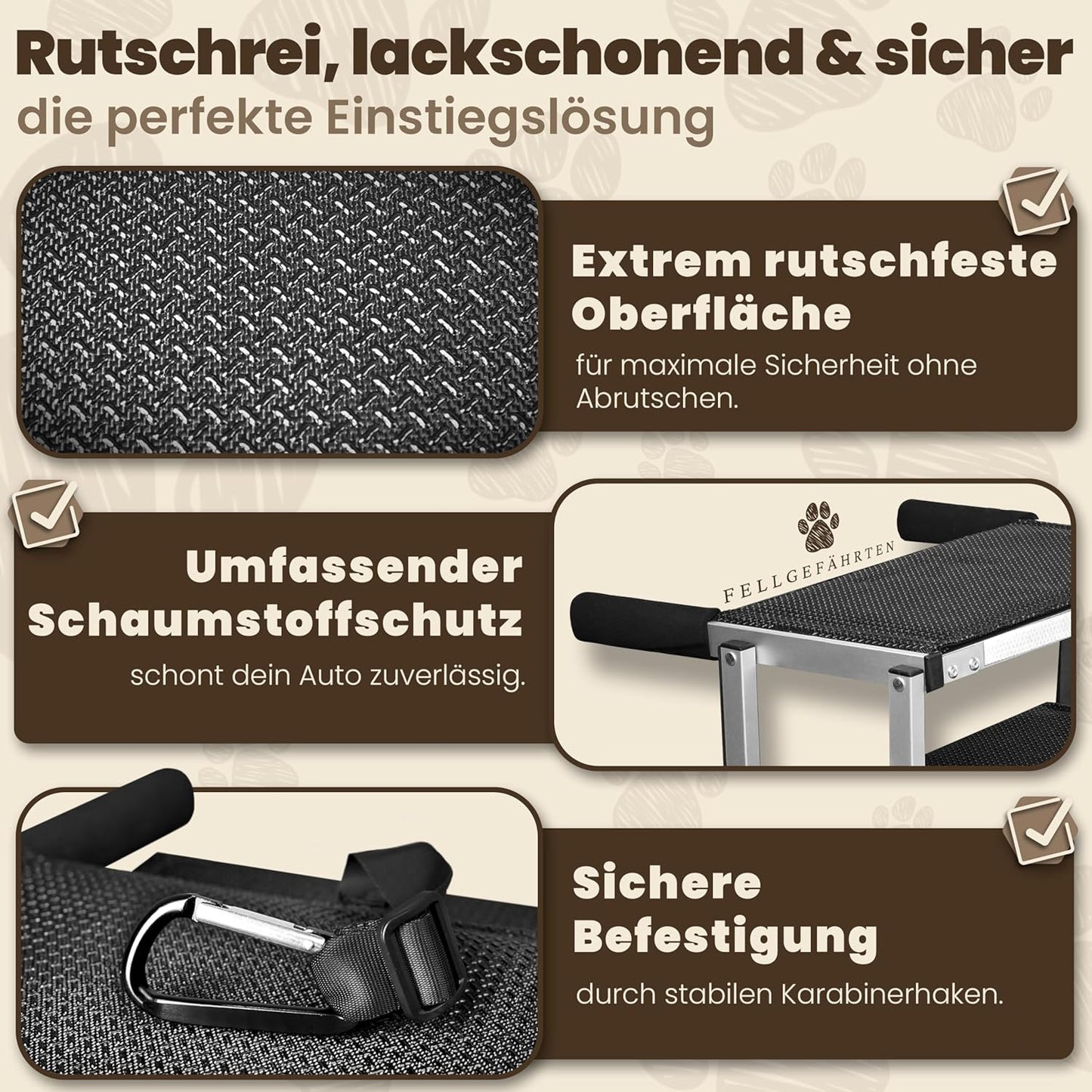 Klappbare Hundetreppe & Hunderampe mit Reflektoren, 5 Stufen