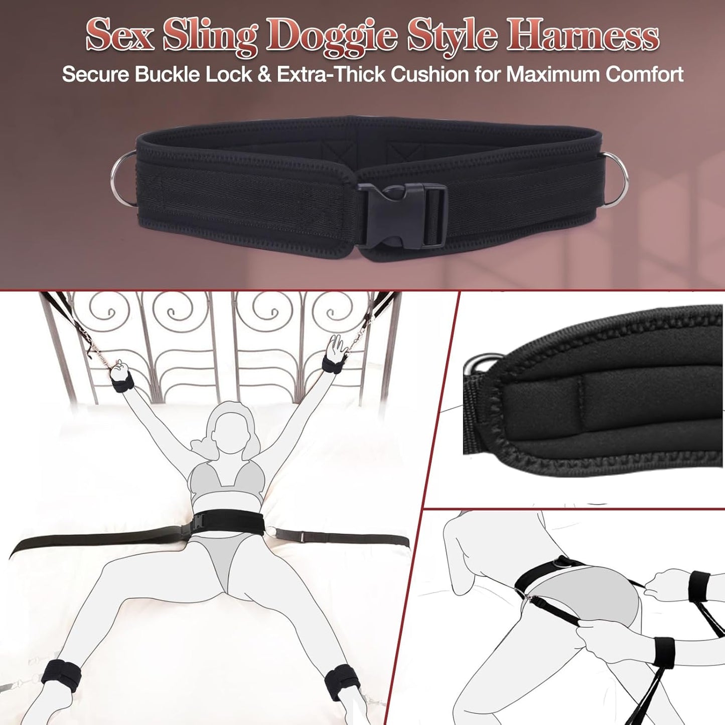 Bondage Bettfessel-Set, Schwarz