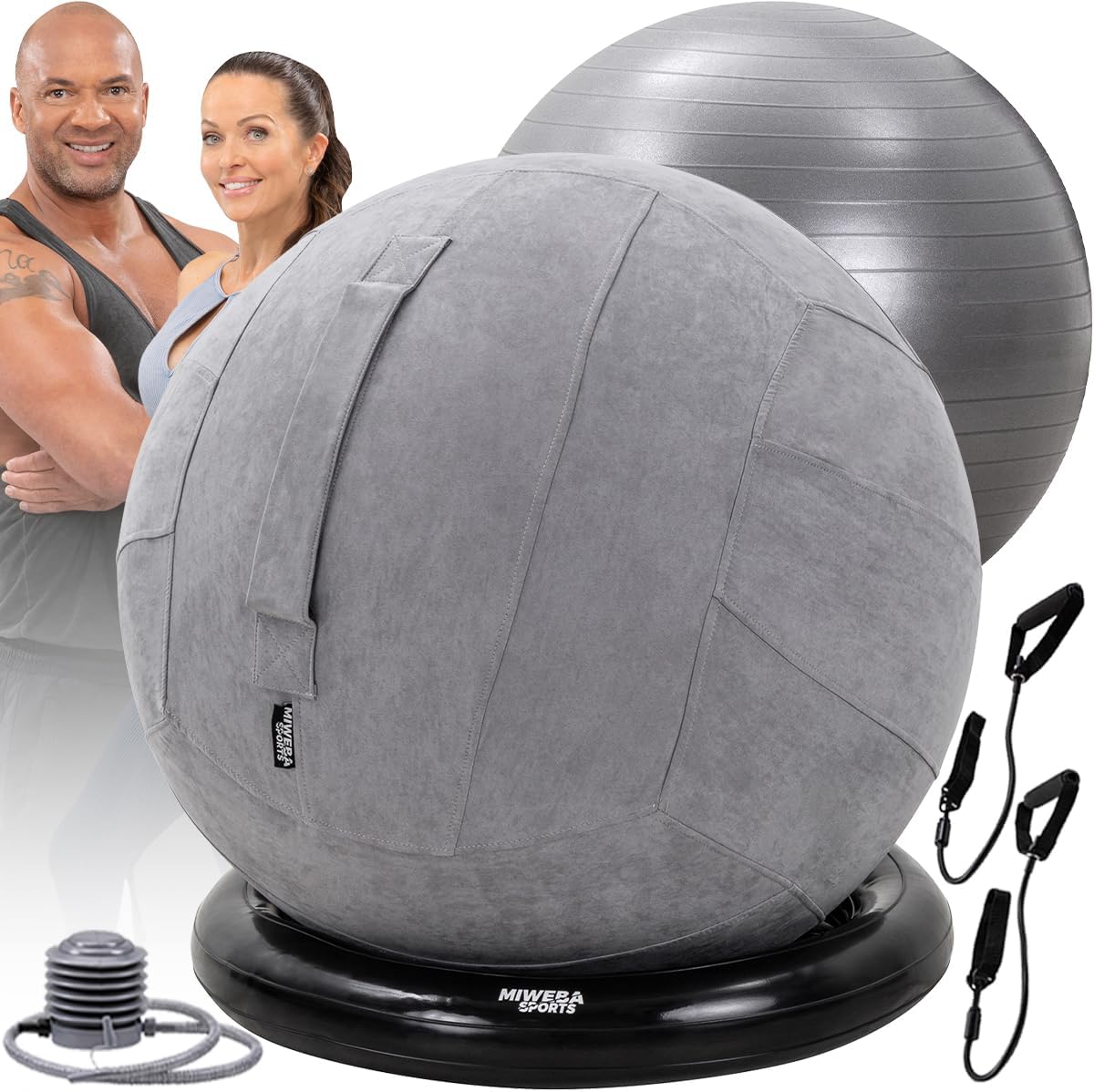 Gymnastikball mit Ballauflage, Grau