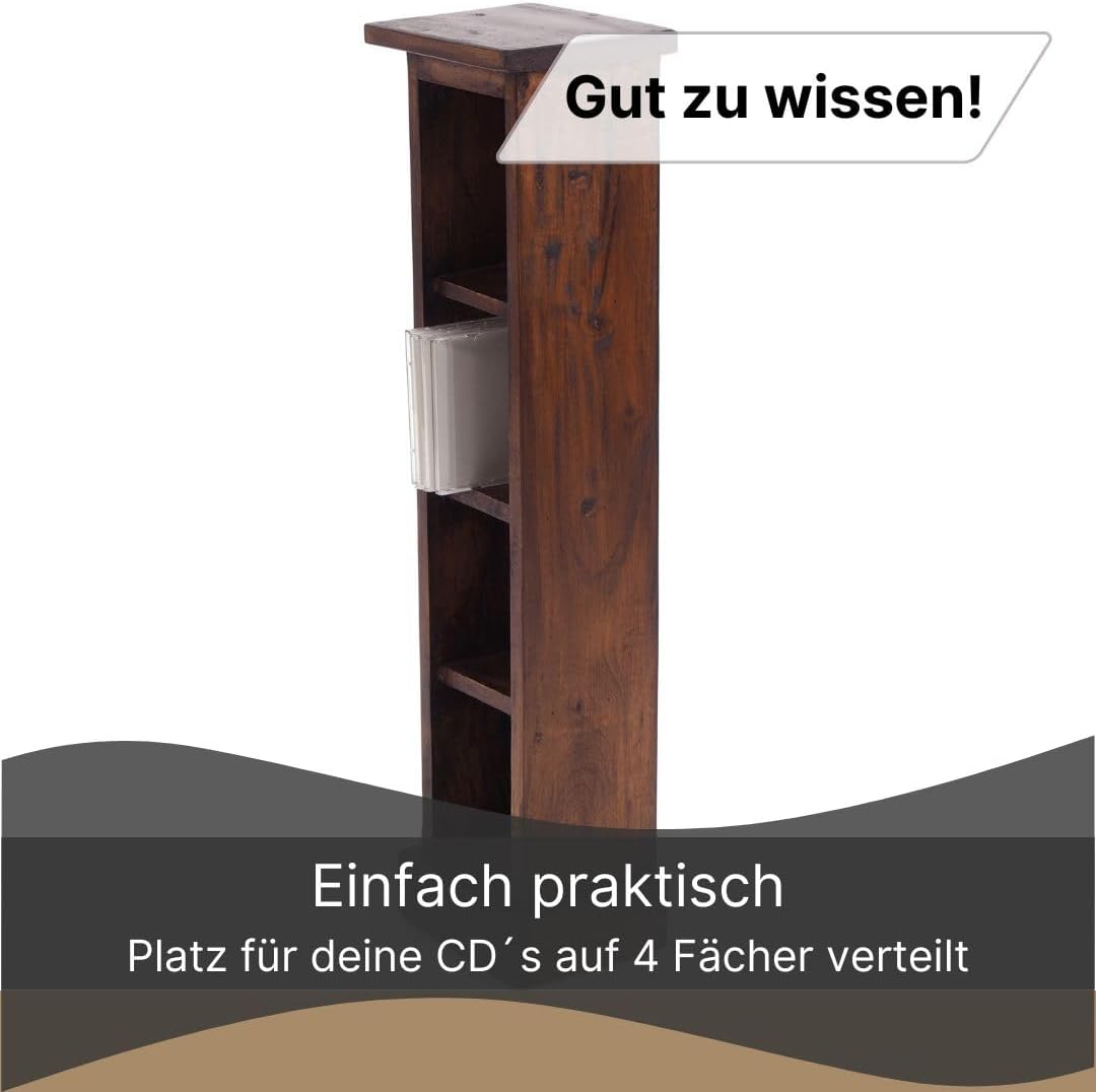 Rustikales CD-Regal mit 4 Fächer, 02 Hellbraun