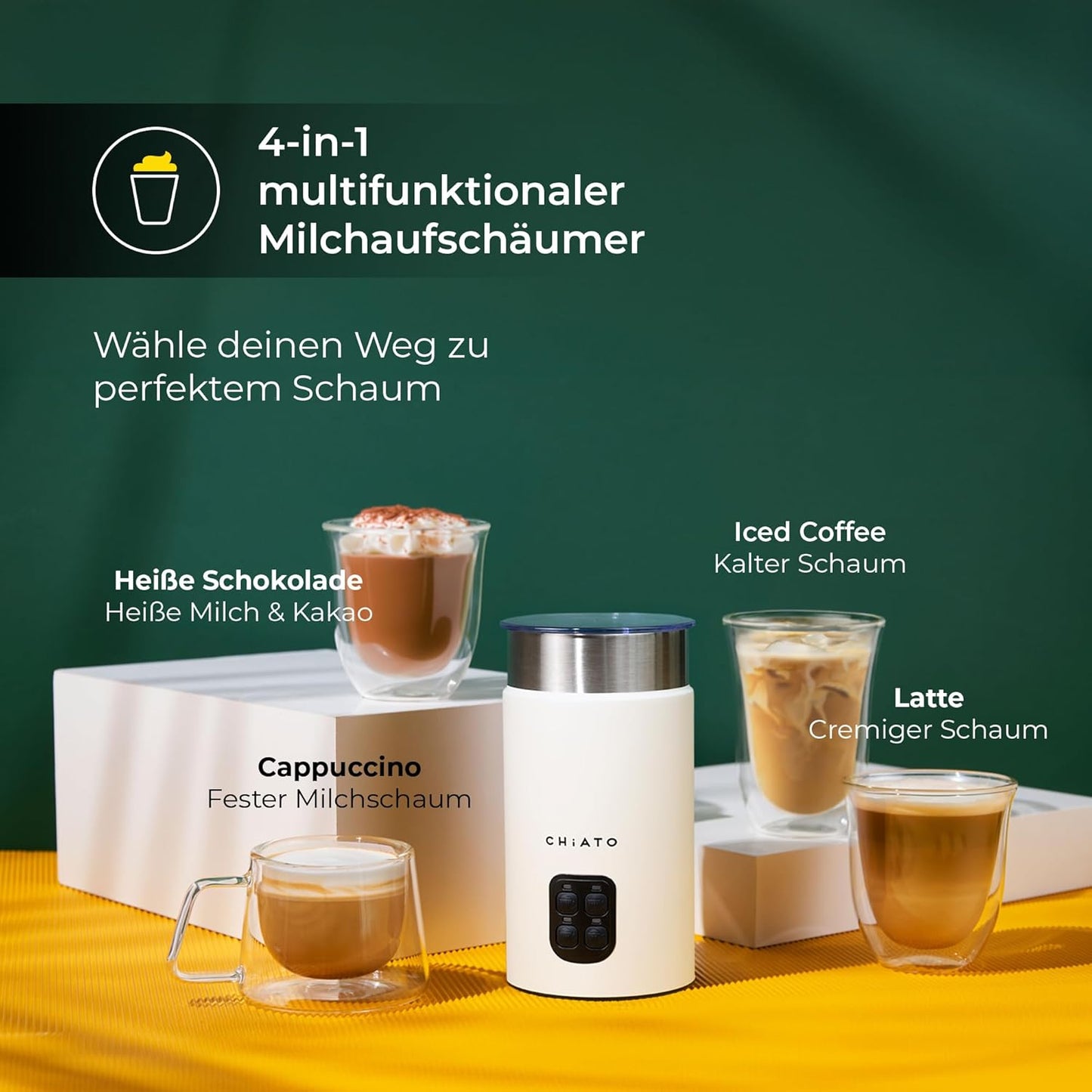 4-in-1 Milchaufschäumer & Milchkocher, White
