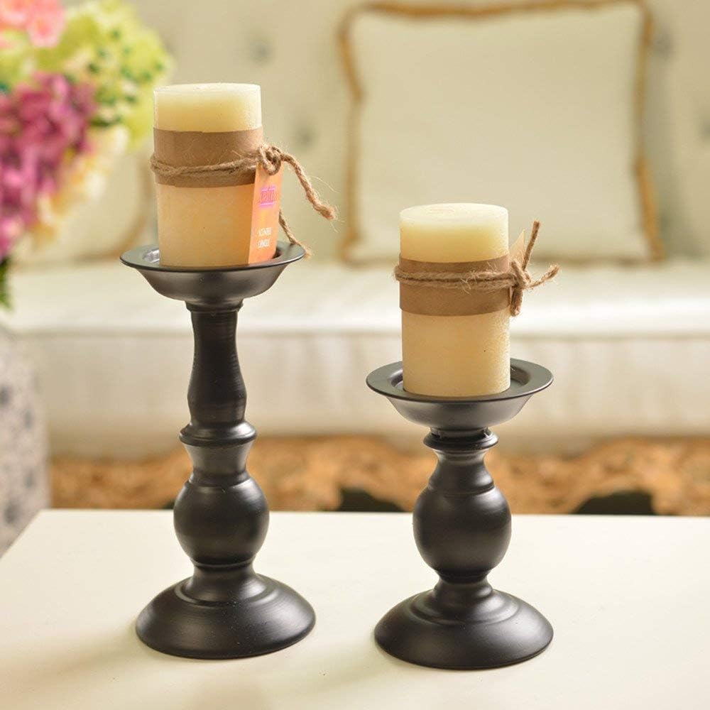2-teiliges Kerzenständer-Set, Schwarz Klein+Groß