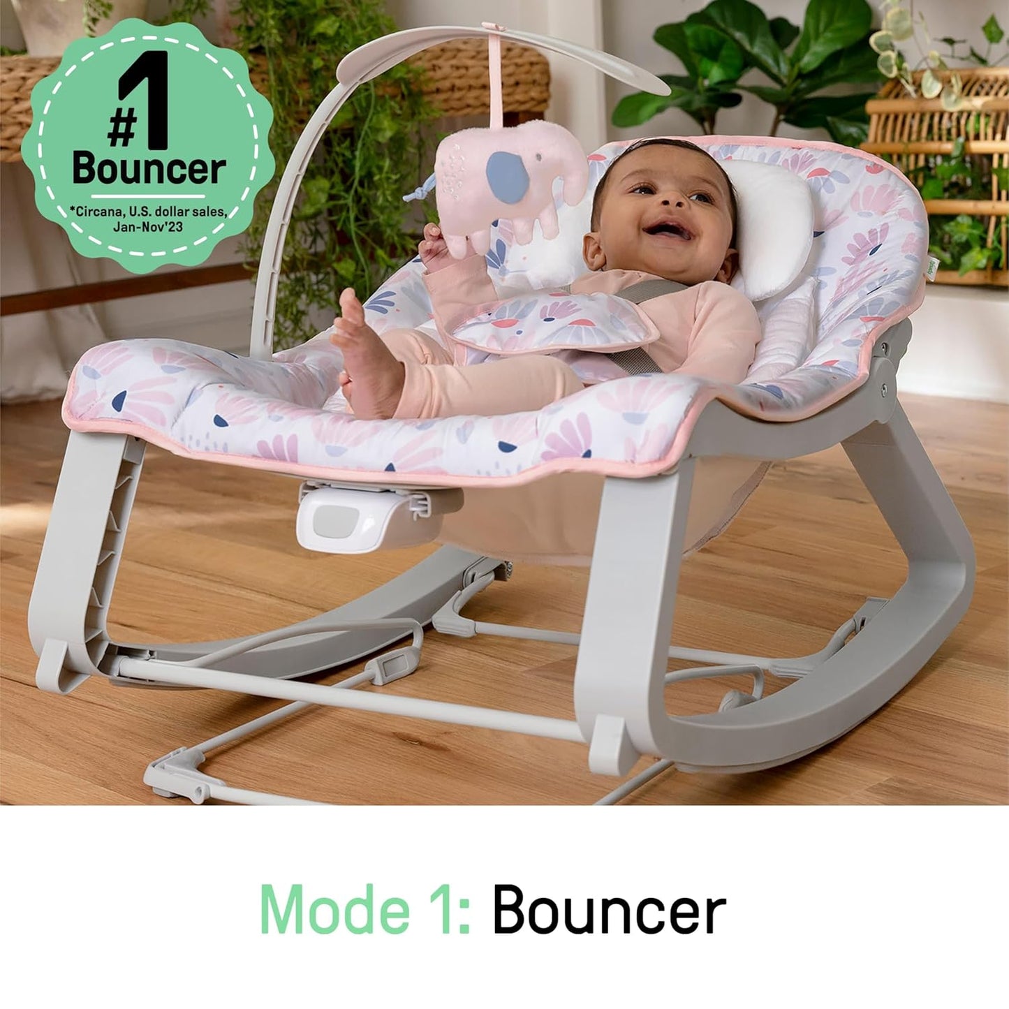 3-in-1 Babywippe mit Vibration und Spielbogen, Burst