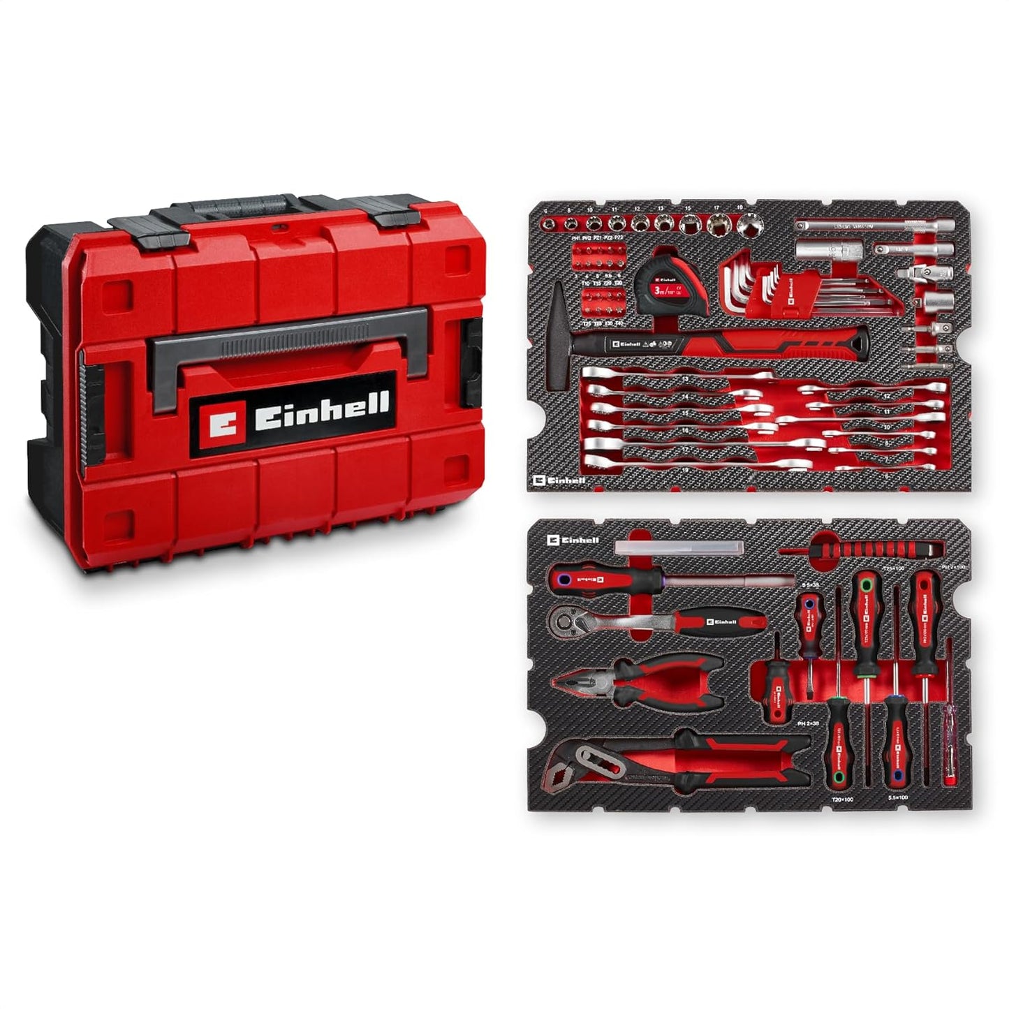 Werkzeugkoffer-Set im stapelbaren Kunststoffkoffer, Werkzeugkoffer