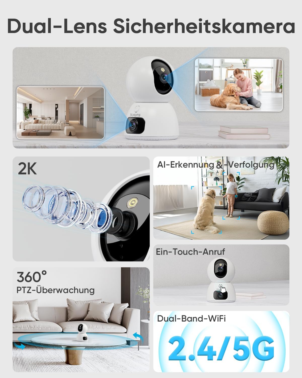 Überwachungskamera Innen, 2K+2K