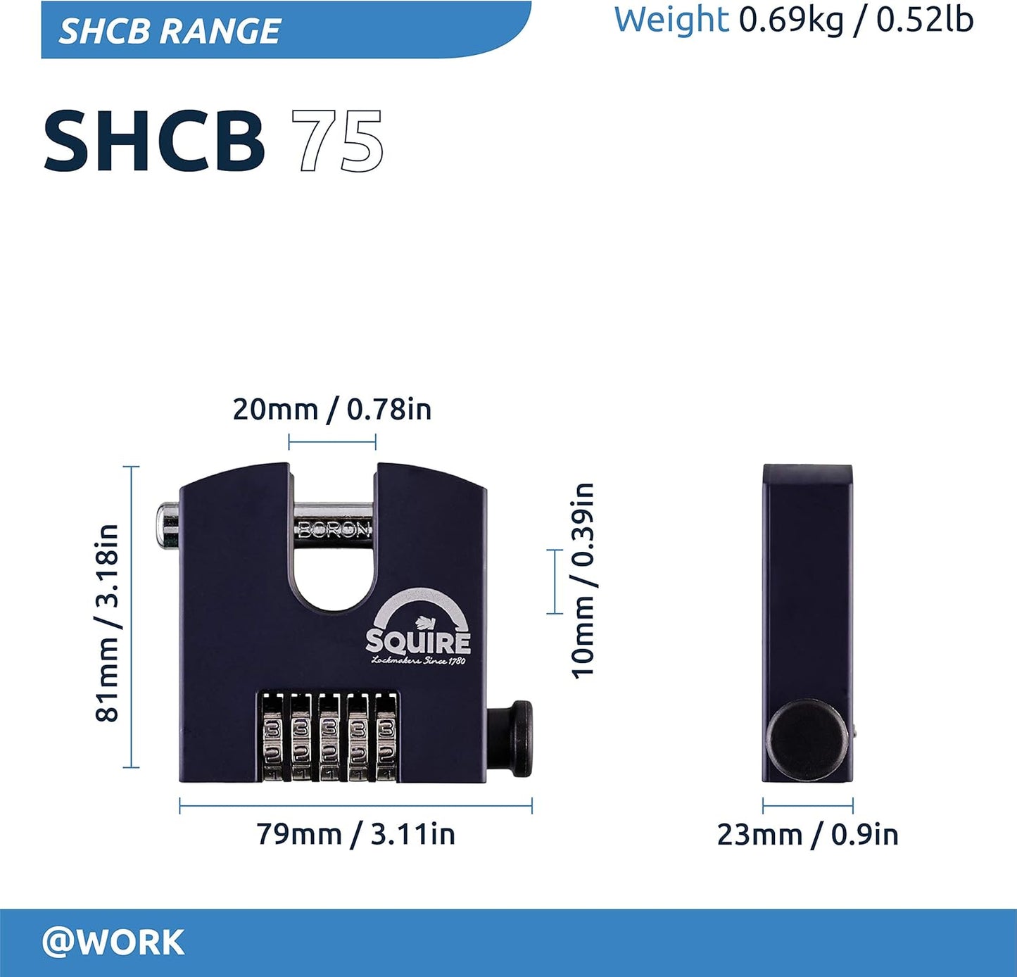 Vorhängeschloss SHCB 75 mit 4-stelligem Zahlencode