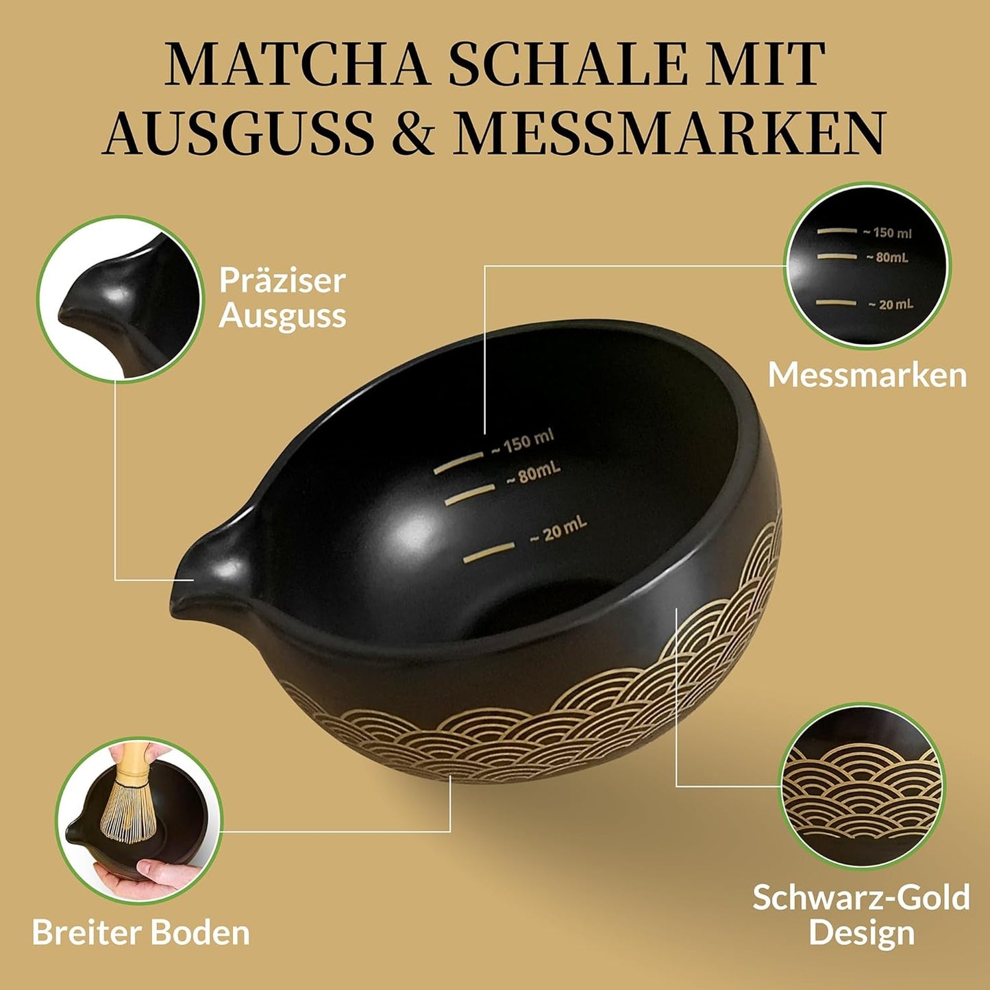 8-teiliges Matcha Set mit Glückskranich Halter