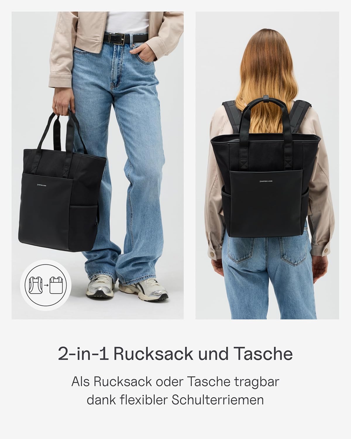 2in1 Wickelrucksack & Wickeltasche Set Lindby, All Black Diaper Set