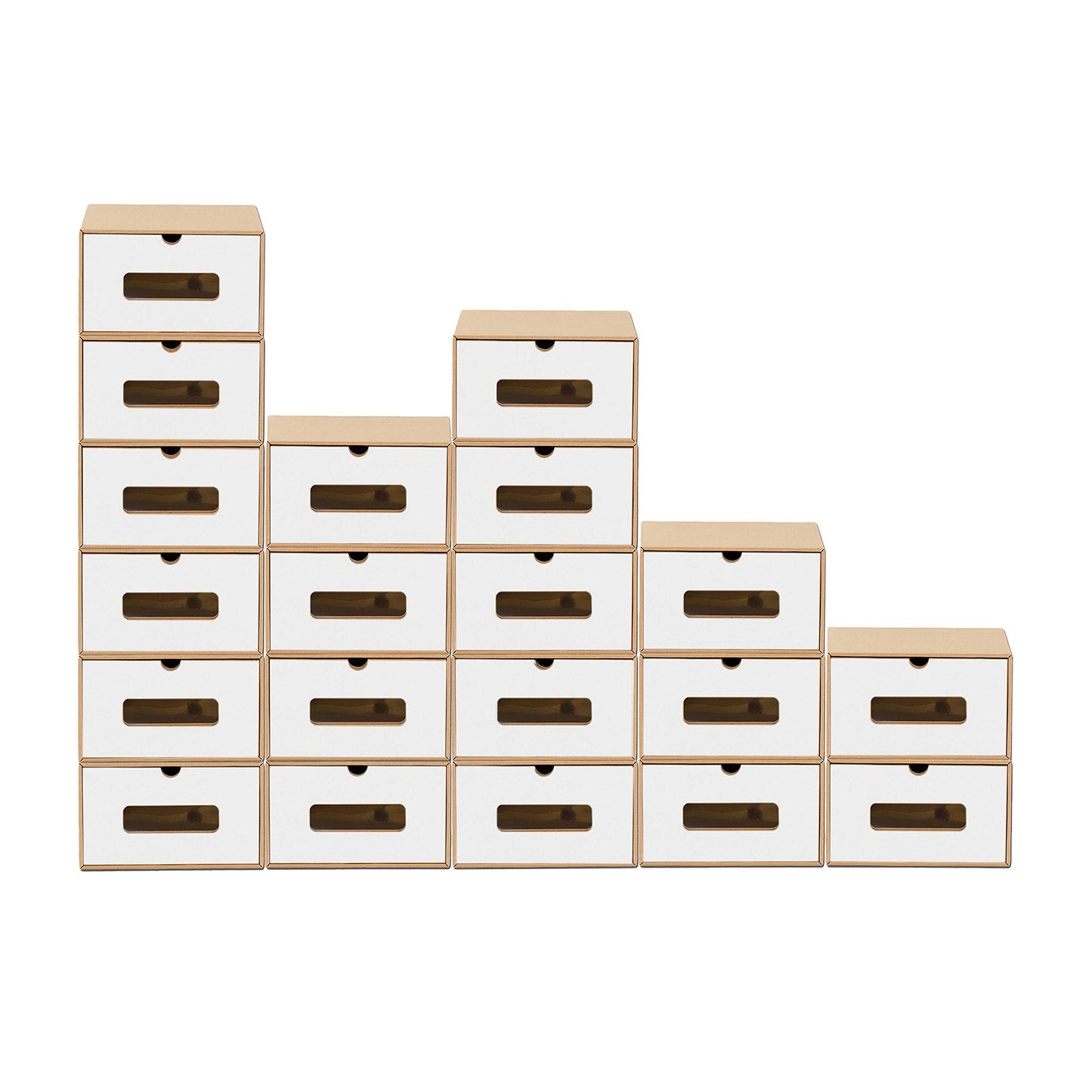 20-teiliges Schuhaufbewahrung-Boxen Set mit Sichtfenster, 20er Set Braun Weiss