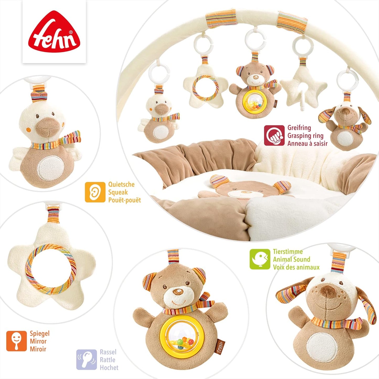 3-D-Activity-Nest Bär Rainbow mit Spielbogen und Krabbeldecke, Rainbow