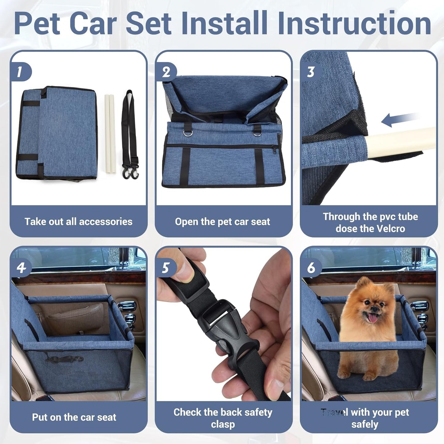 Extra Stabiler Hundeautositz für Rücksitz, marineblau