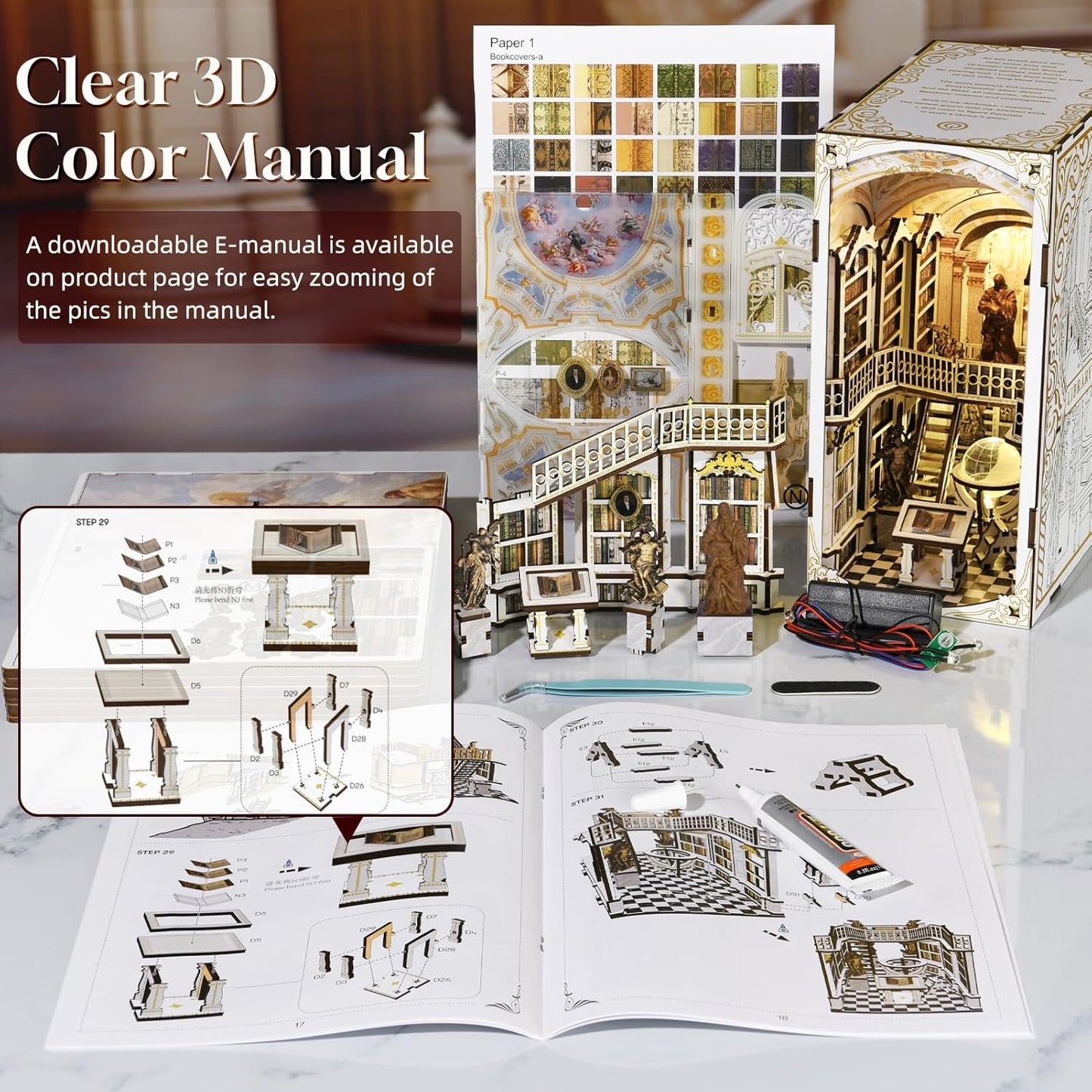 Book Nook Kit Library of Gods mit LED-Licht, Library Of Gods