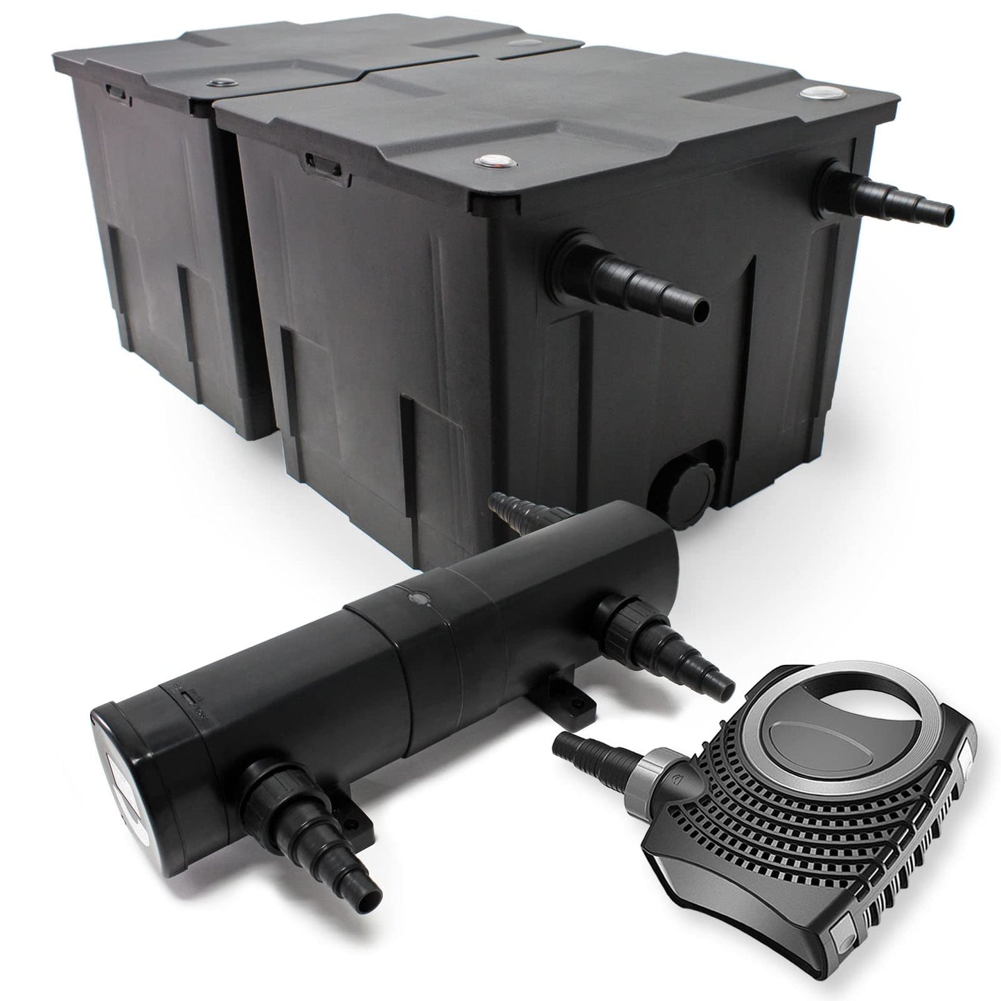 Teichfilter-Komplettset CBF-350B mit Pumpe & UVC-Klärer, CBF-350B Filter+10000L/h Pumpe+18W UVC-Klärer