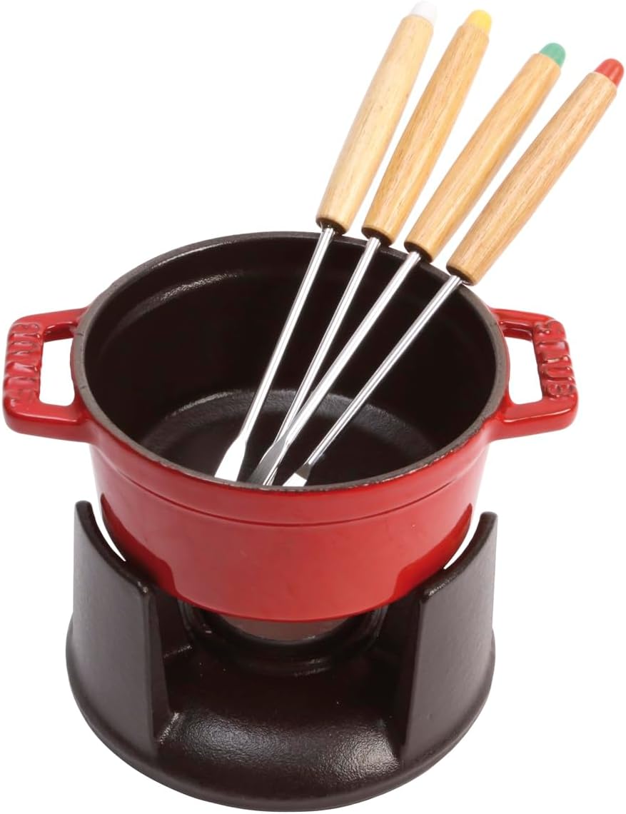 Mini Fondueset 6 teilig, Kirschrot 0,25l