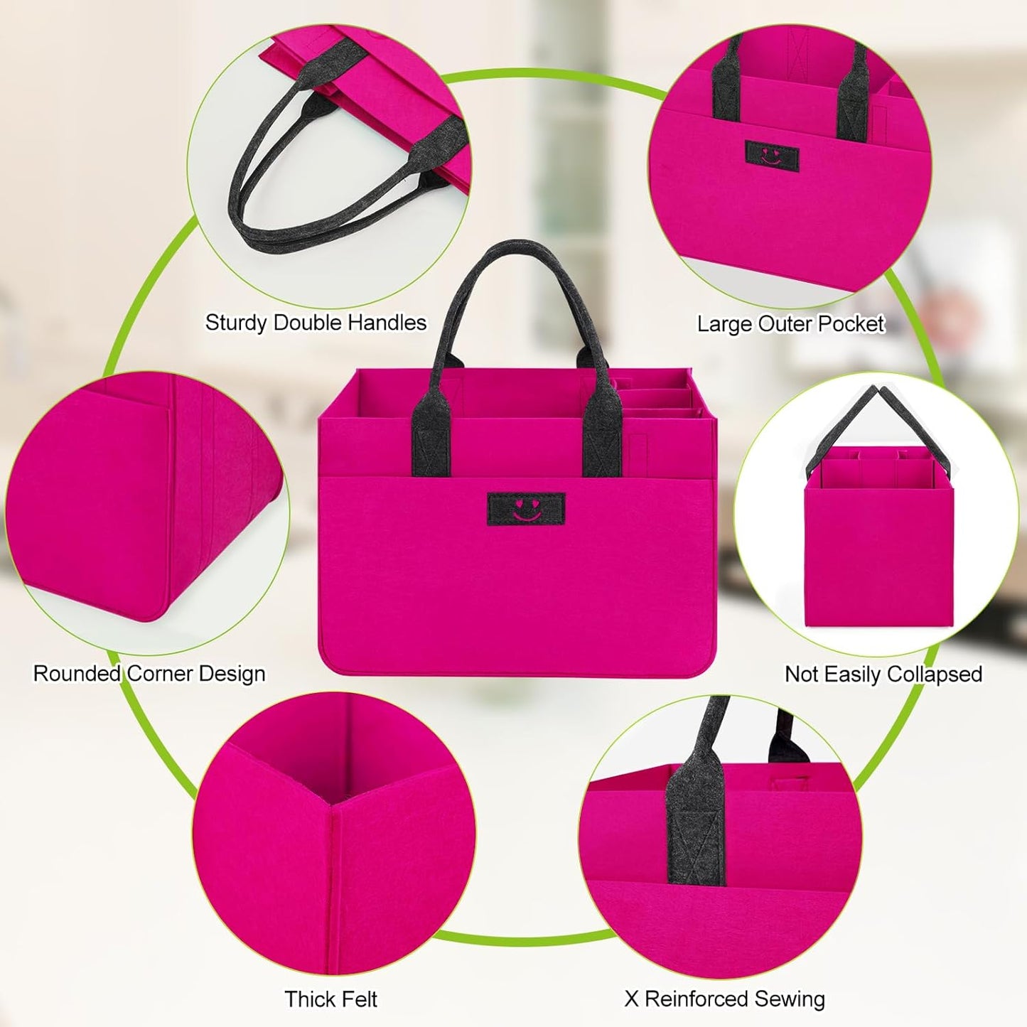 Einkaufskörbe-Set, 2 Stück Magenta/Dunkelgrau Smiley
