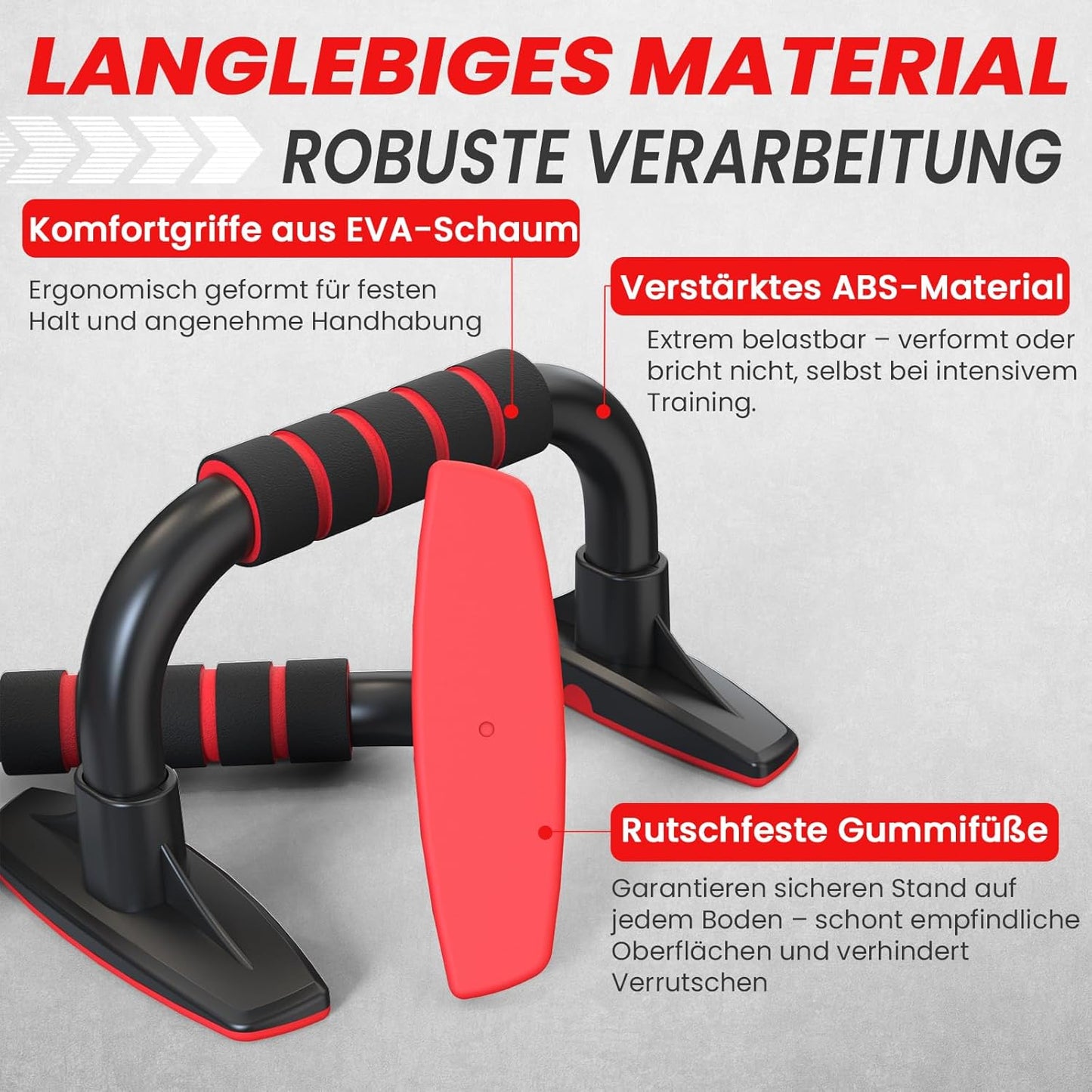 Push-up Bars mit rutschfestem Griff -Liegestützgriffe, Rot
