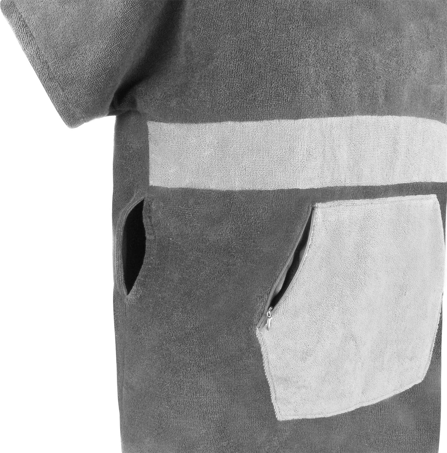 Unisex Surfer Strand-Poncho, Grau/Hellgrau L-XL