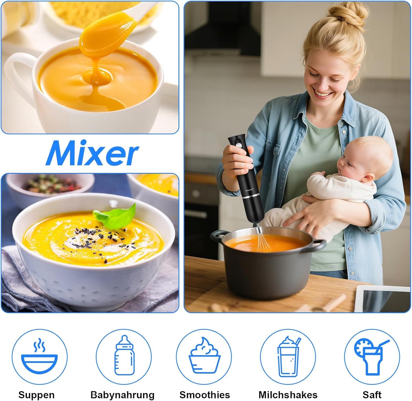 4-In-1 Stabmixer mit Zubehör