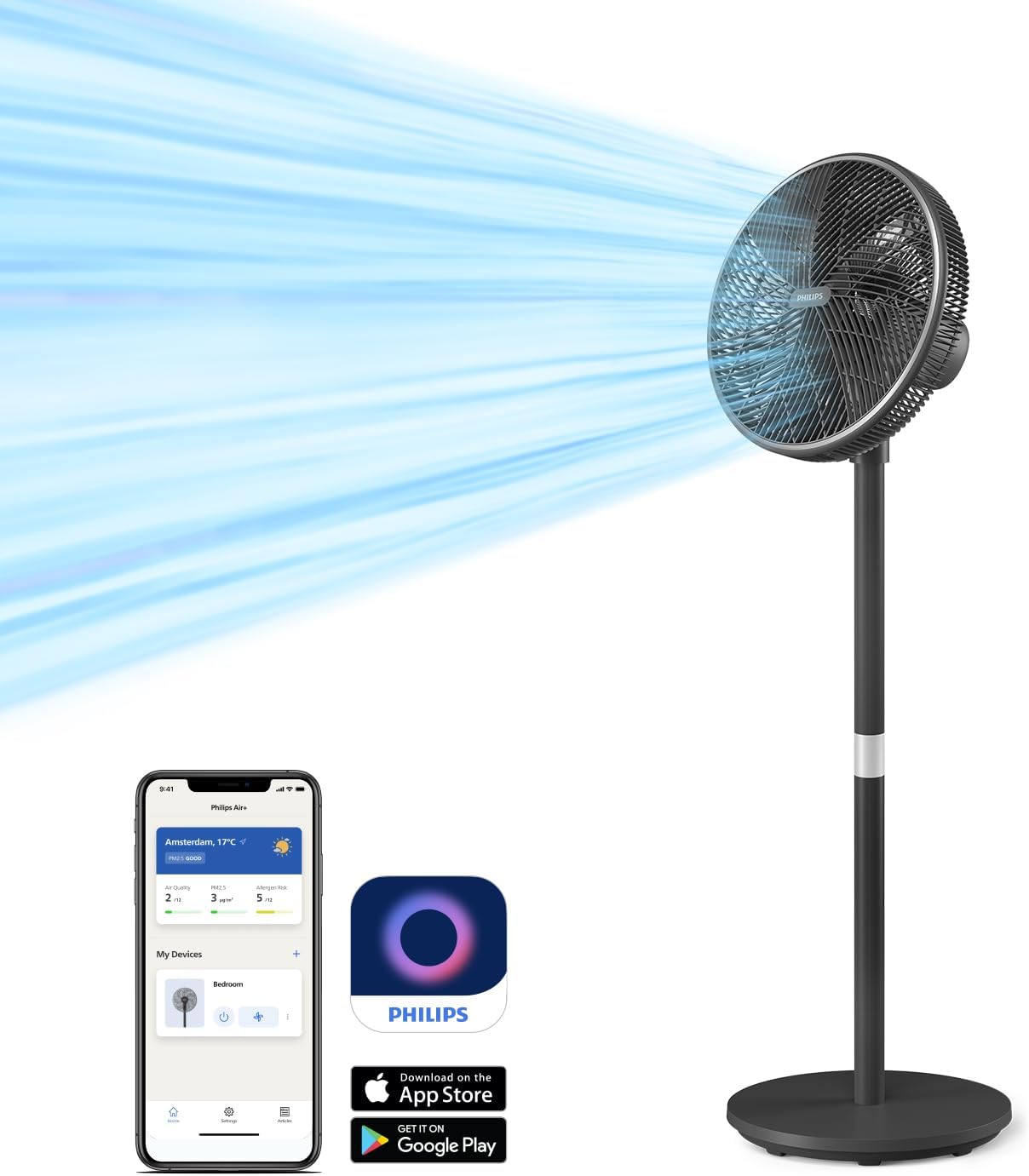 Smart Standventilator, Standventilator schwarz + connectivity