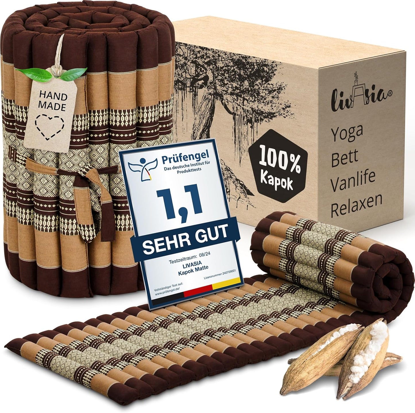 Rollmatte Rollmatratze für Gäste (200x50x4,5 cm), S (200 x 50 cm) Braun