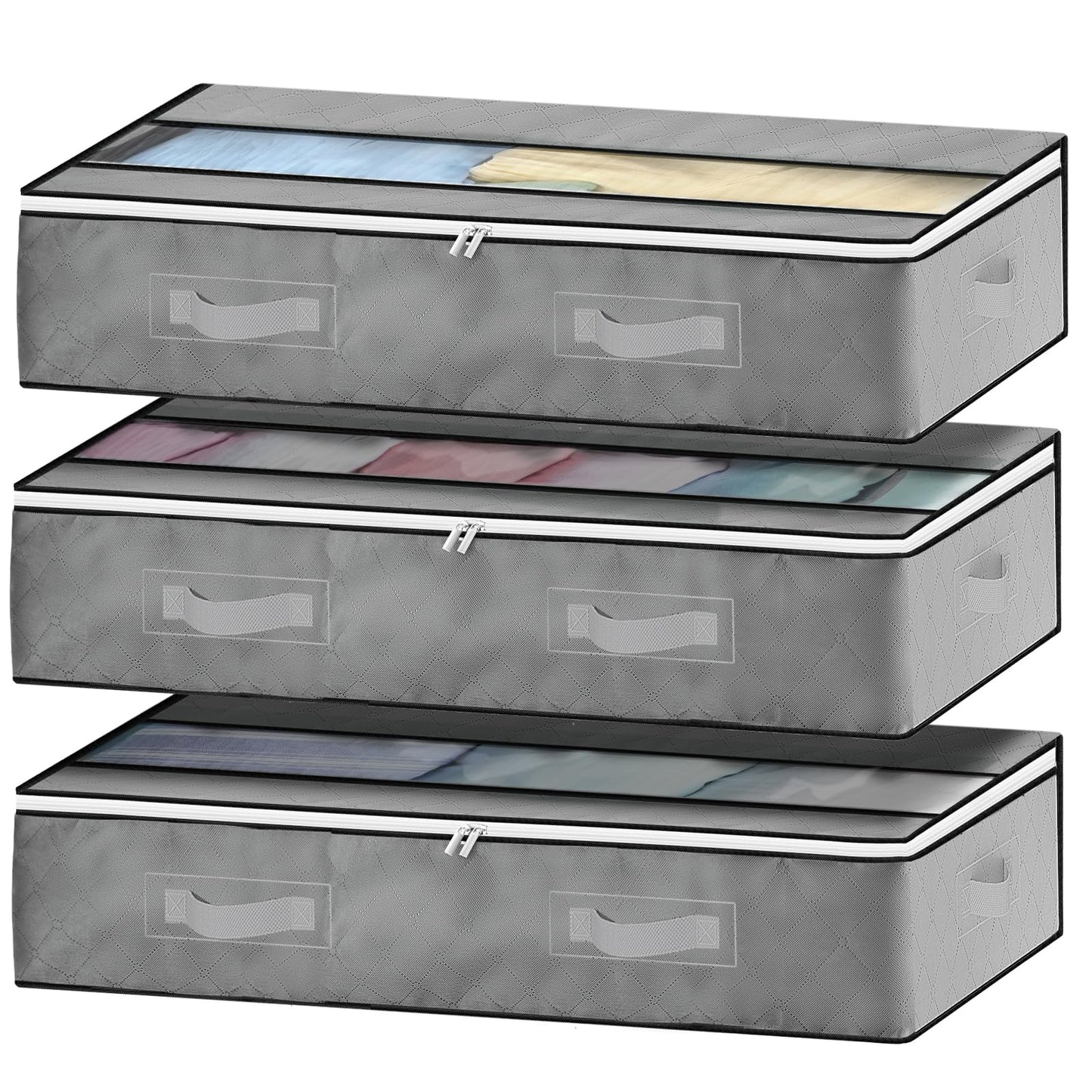 Unterbett-Aufbewahrungsboxen-Set (3 Stück), Grau 90L x 3