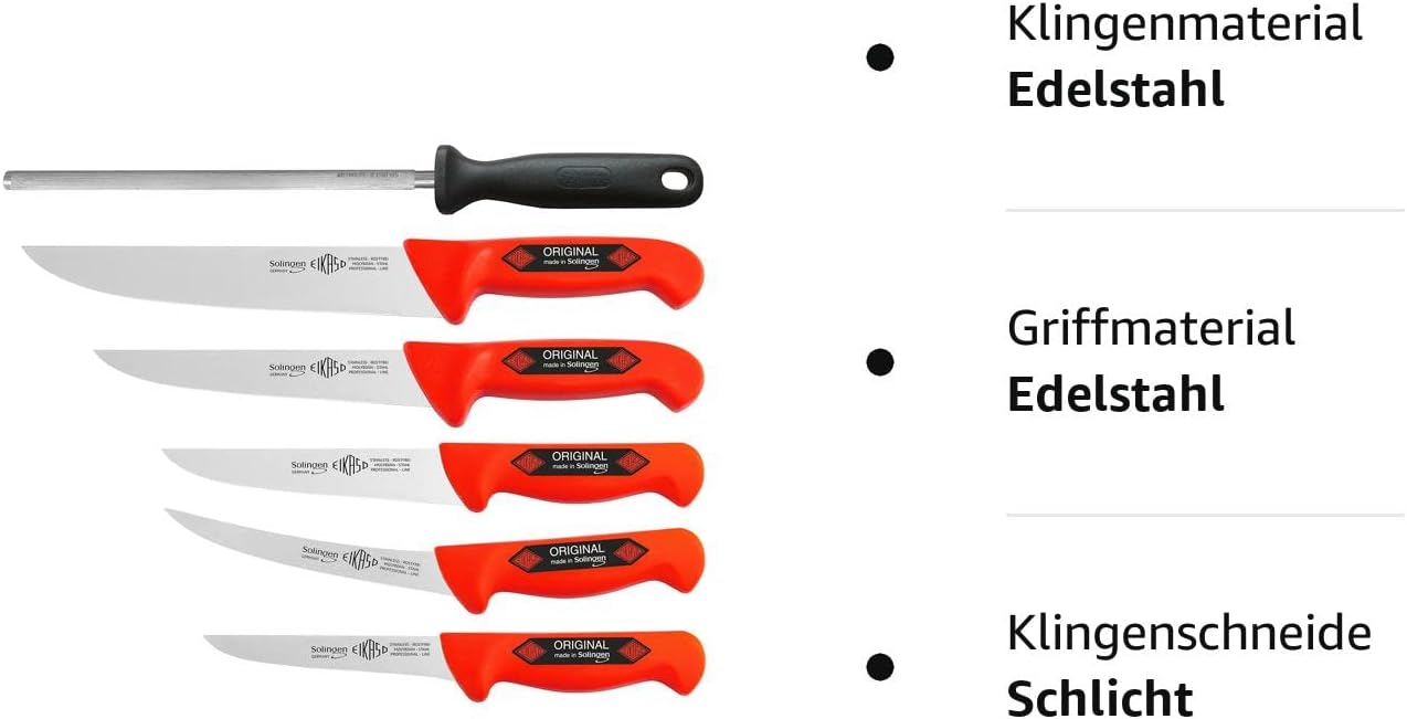 6-Teiliges Profi Messer Set, Rot