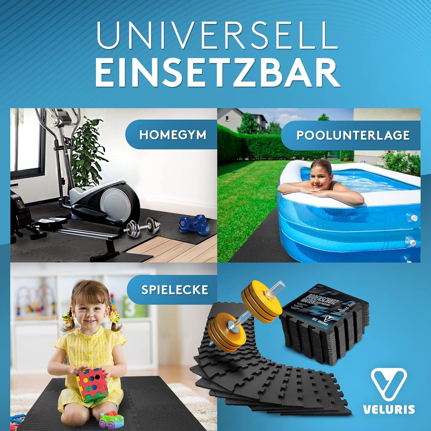 Bodenschutzmatten-Set für Fitnessraum (18 Stück)