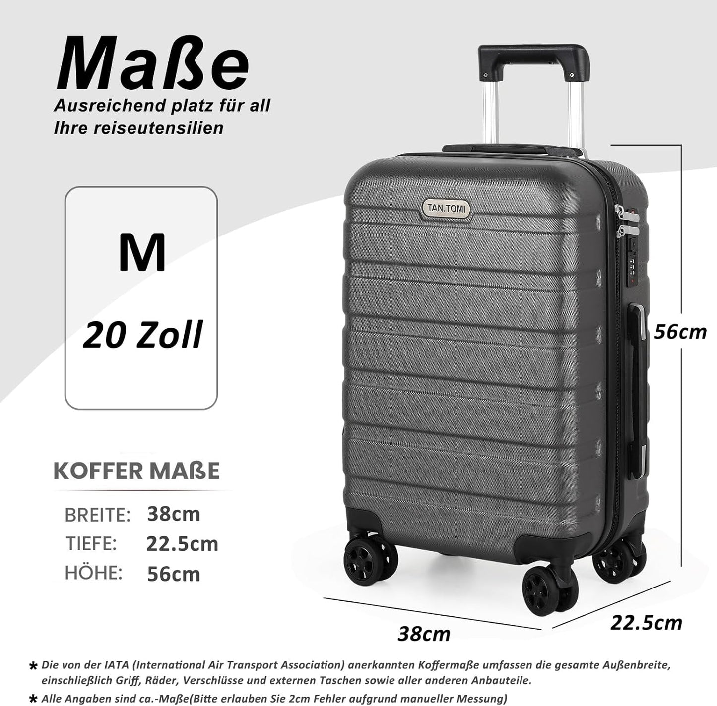 Handgepäck-Hartschalenkoffer, Dunkelgrau M (20 Zoll)