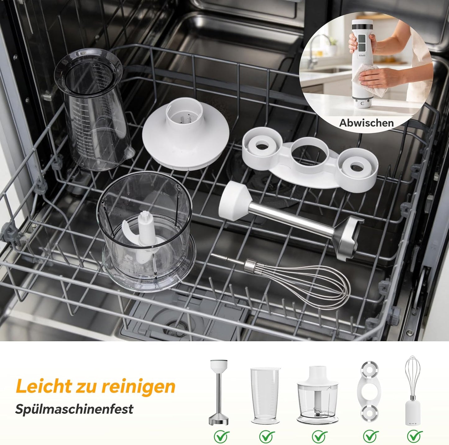 5in1 Elektrischer Stabmixer, Weiss