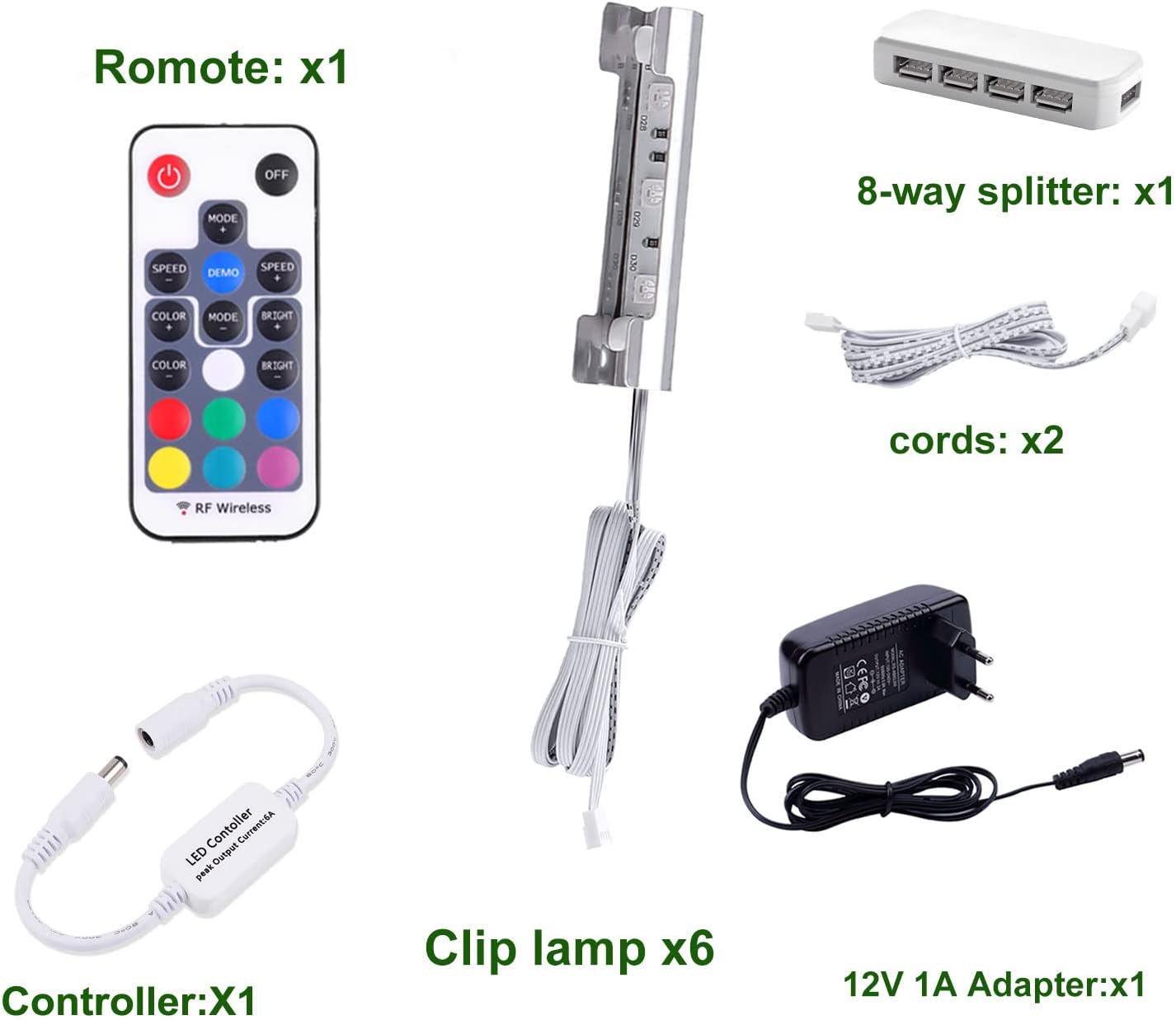 6er-Set LED-Glasbodenbeleuchtung, 6er Set