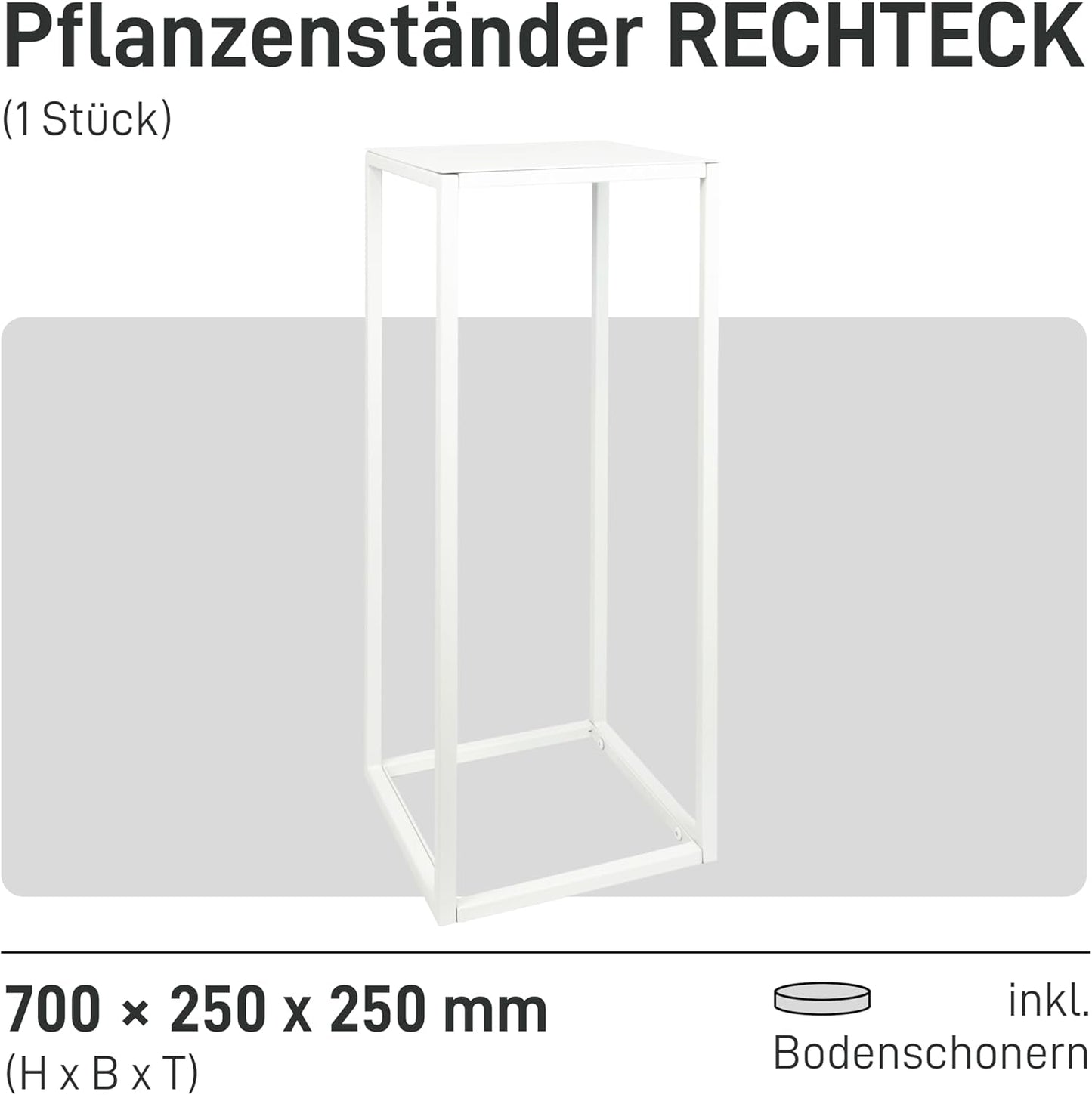 Quadratischer Blumenständer, H70 cm Weiß