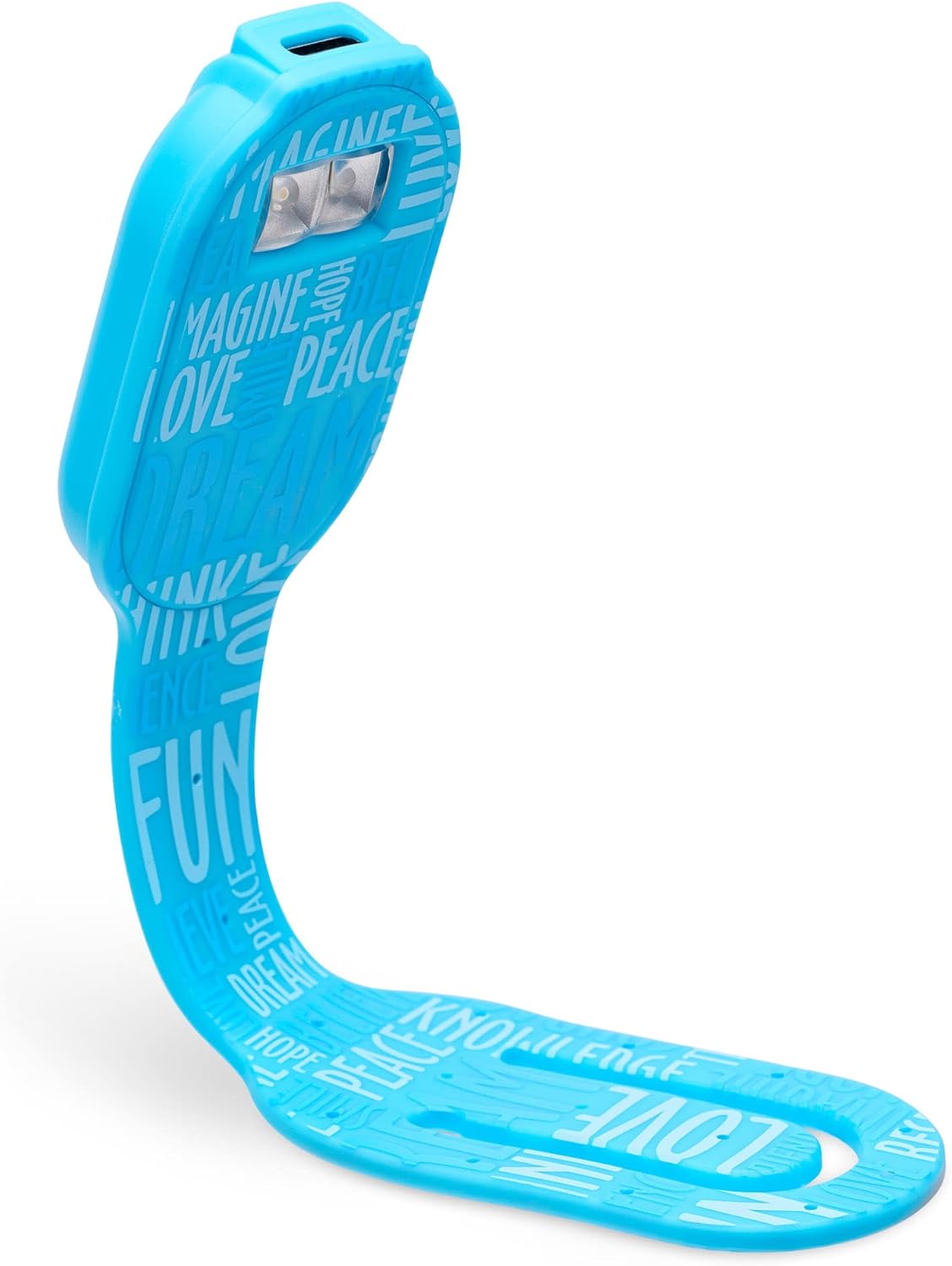 Flexilight 2-in-1 Clip On Leselampe & Lesezeichen, wiederaufladbar, Blaue Wörter