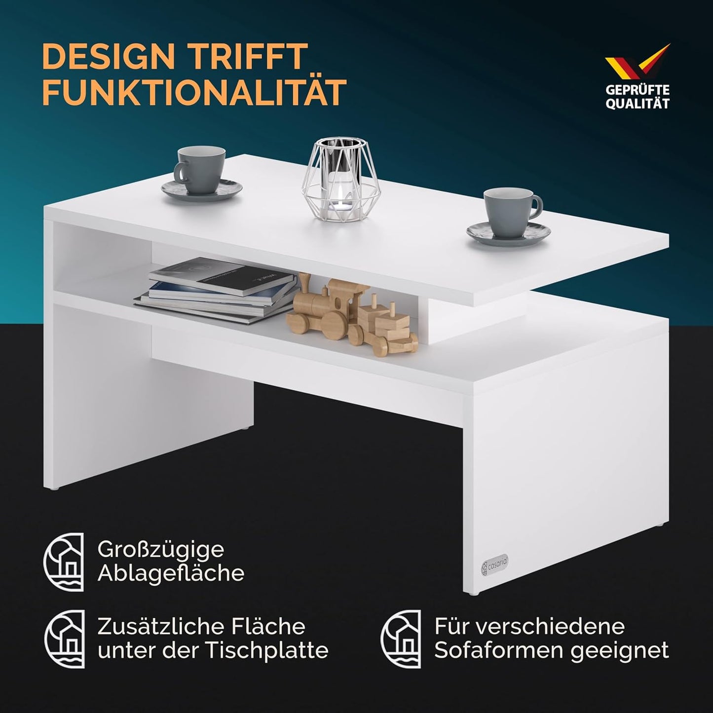 Moderner Couchtisch Scott, Weiß