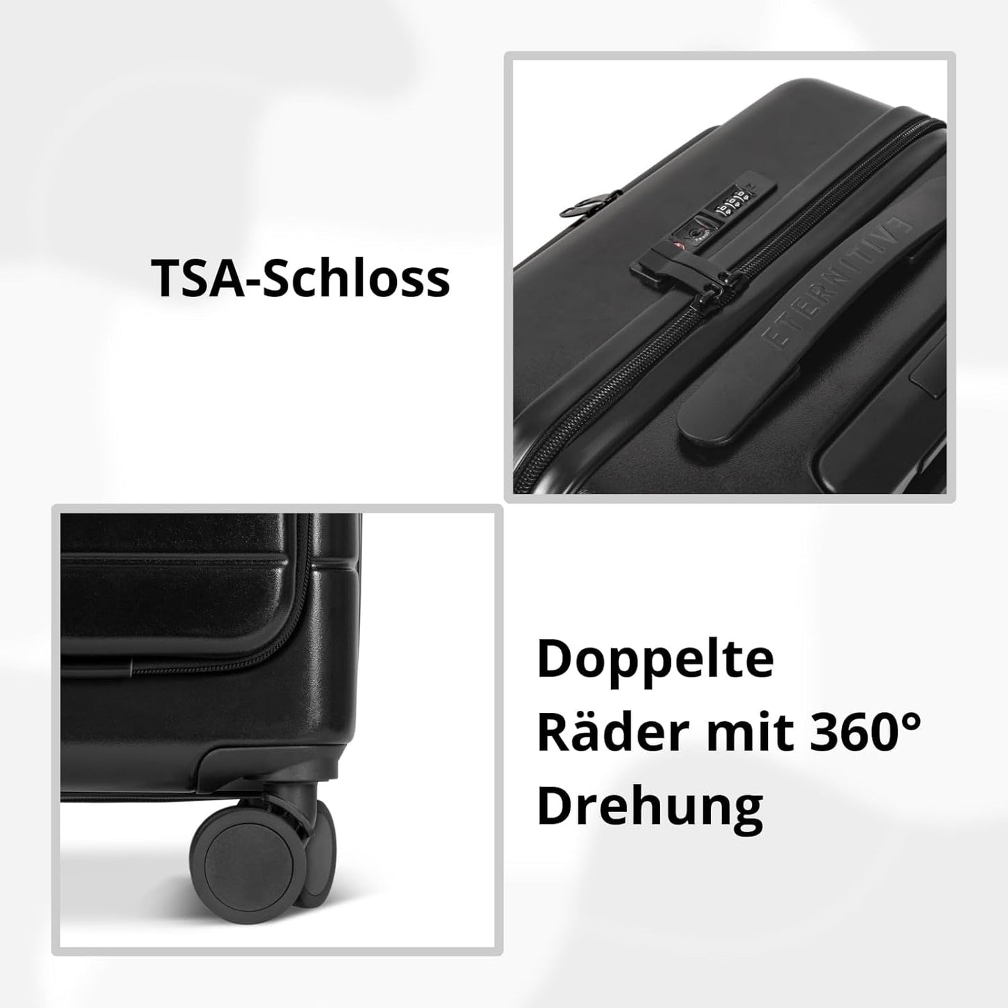 E1 Hartschalenkoffer (40L), Handgepäck (S) Schwarz