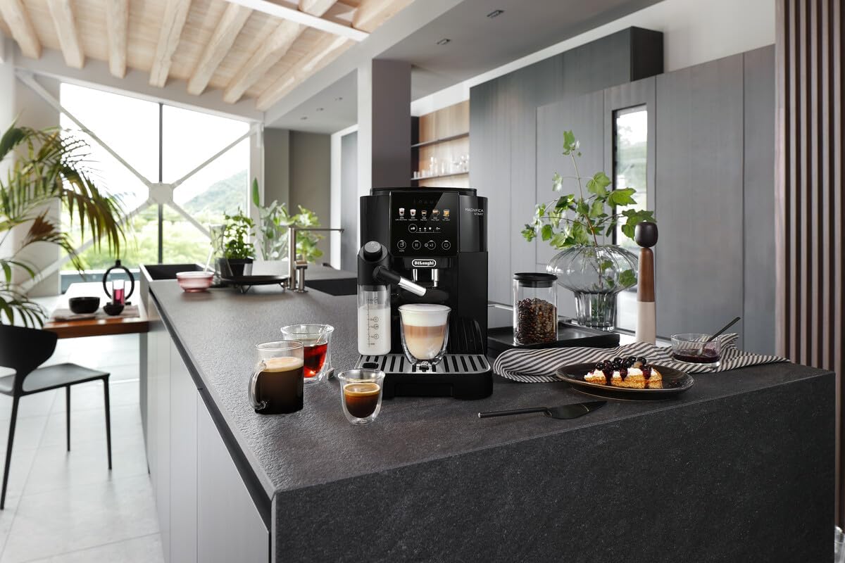Magnifica Start ECAM220.91.B Kaffeevollautomat mit LatteCrema-Milchsystem, B-schwarz Farbiges Touch-Display