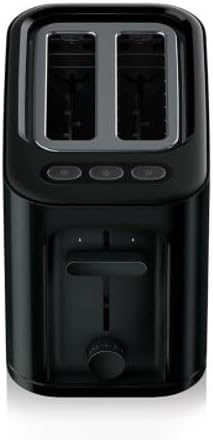 Doppelschlitz-Toaster mit Brötchenaufsatz und 7 Röstgraden, Schwarz Doppelschlitz