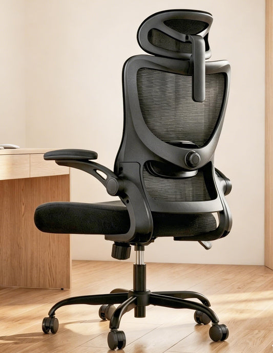 Ergonomischer Bürostuhl mit verstellbarer Lendenwirbelstütze, Dunkel